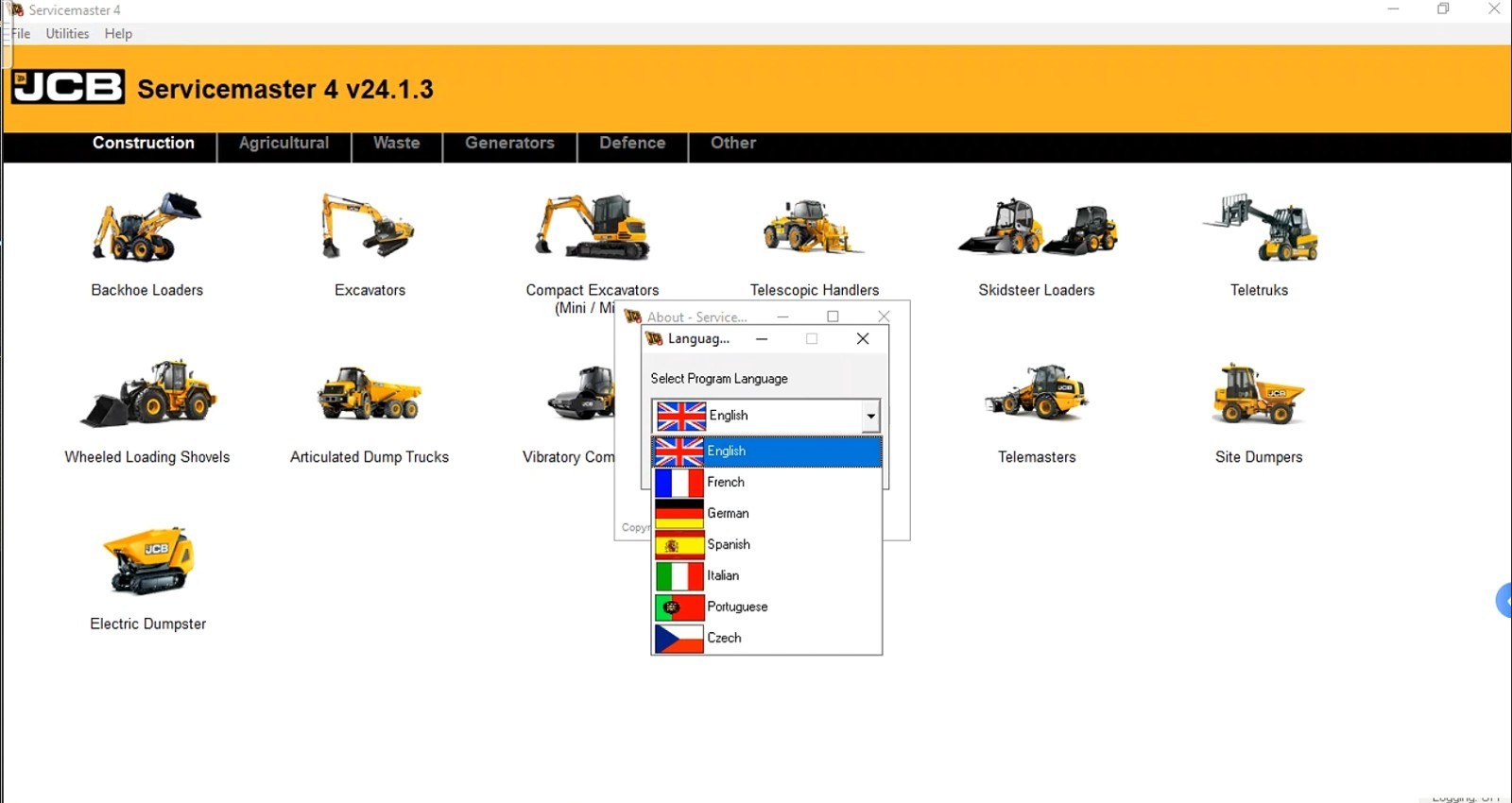 for JCB Electronic Service Diagnostic Tool Excavato Loader V24.1.3 Servicemaster