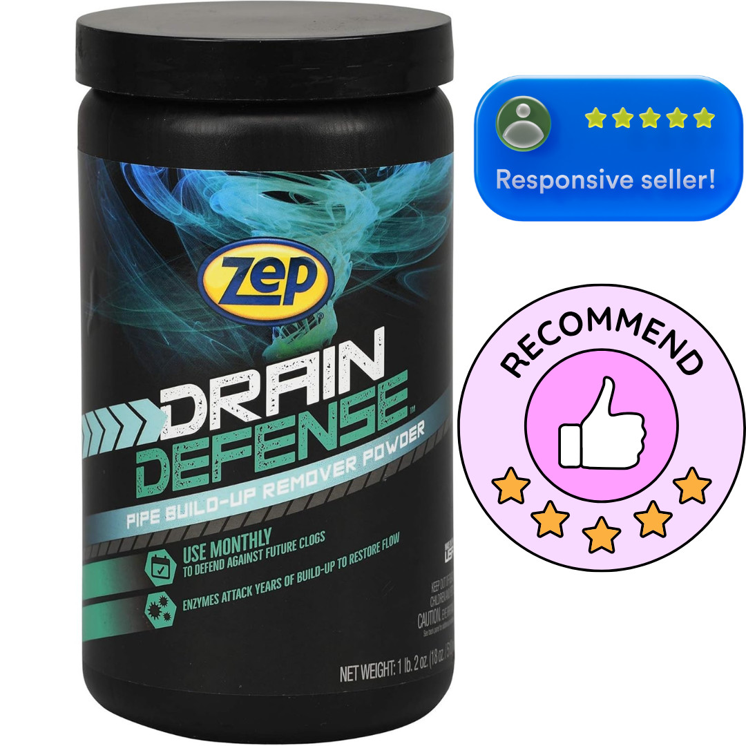 Zep Drain Defense Enzymatic Drain Cleaner Powder - 18 Ounces - ZDC16 - Safe for