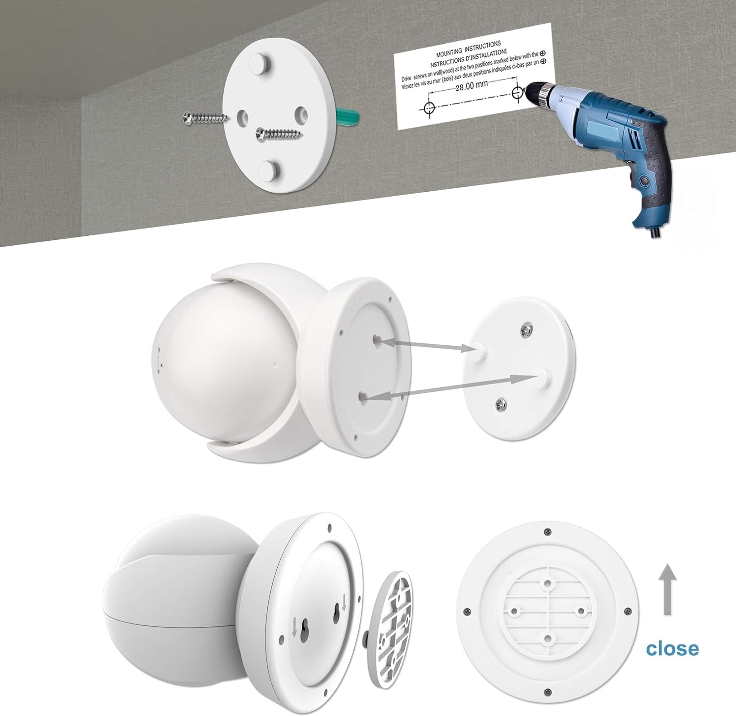 Battery Operated Motion Sensor Spotlight, Wireless LED Flood Light Indoor Out...