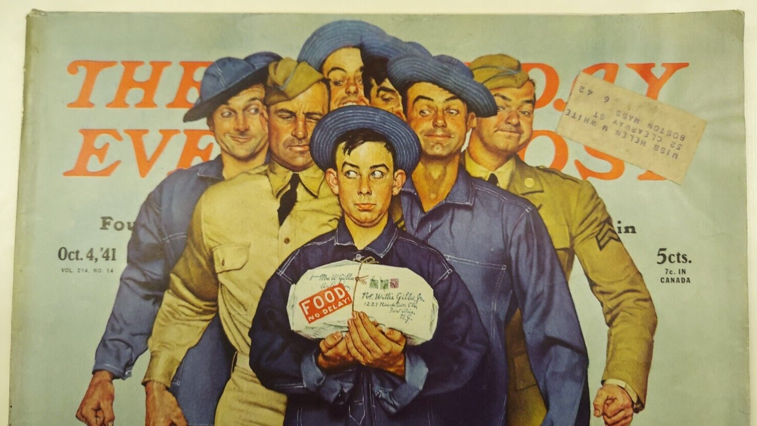 Orig Complete Saturday Evening Post Oct. 4, 1941 Willis Gillis Package From Home