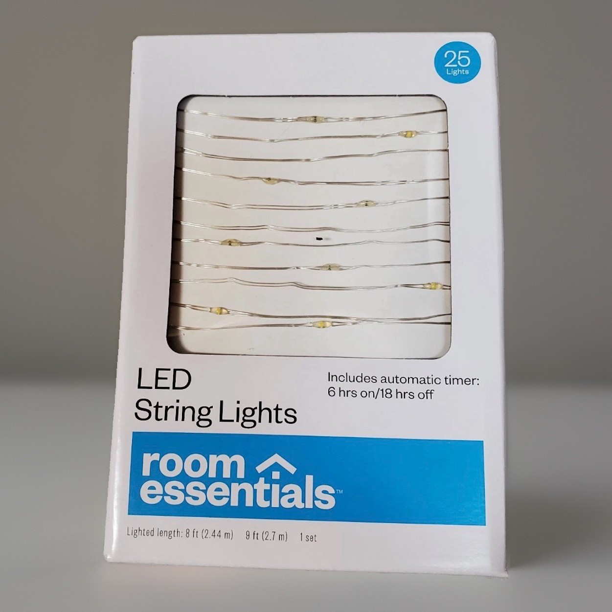 New Room Essentials Fairy String LED Silver Wire 25 Lights (Battery Operated)