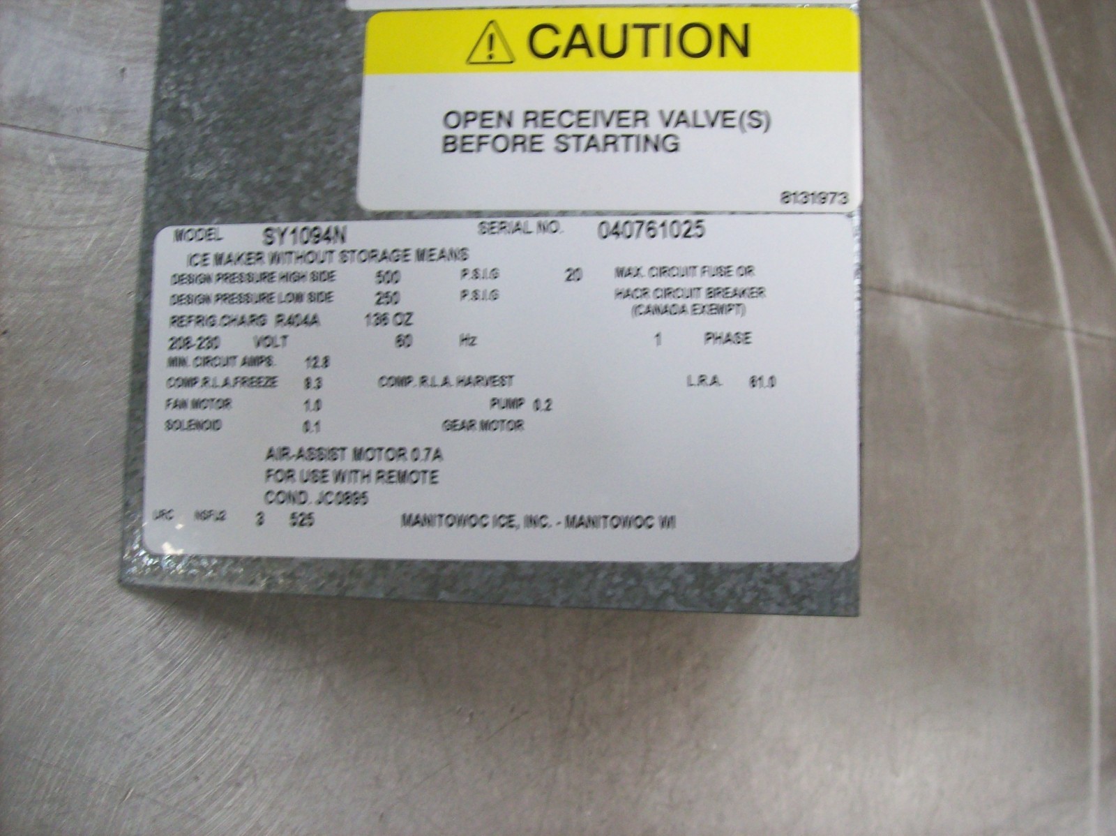 Manitowoc Genuine OEM NOS SY1094N Control Box Cover