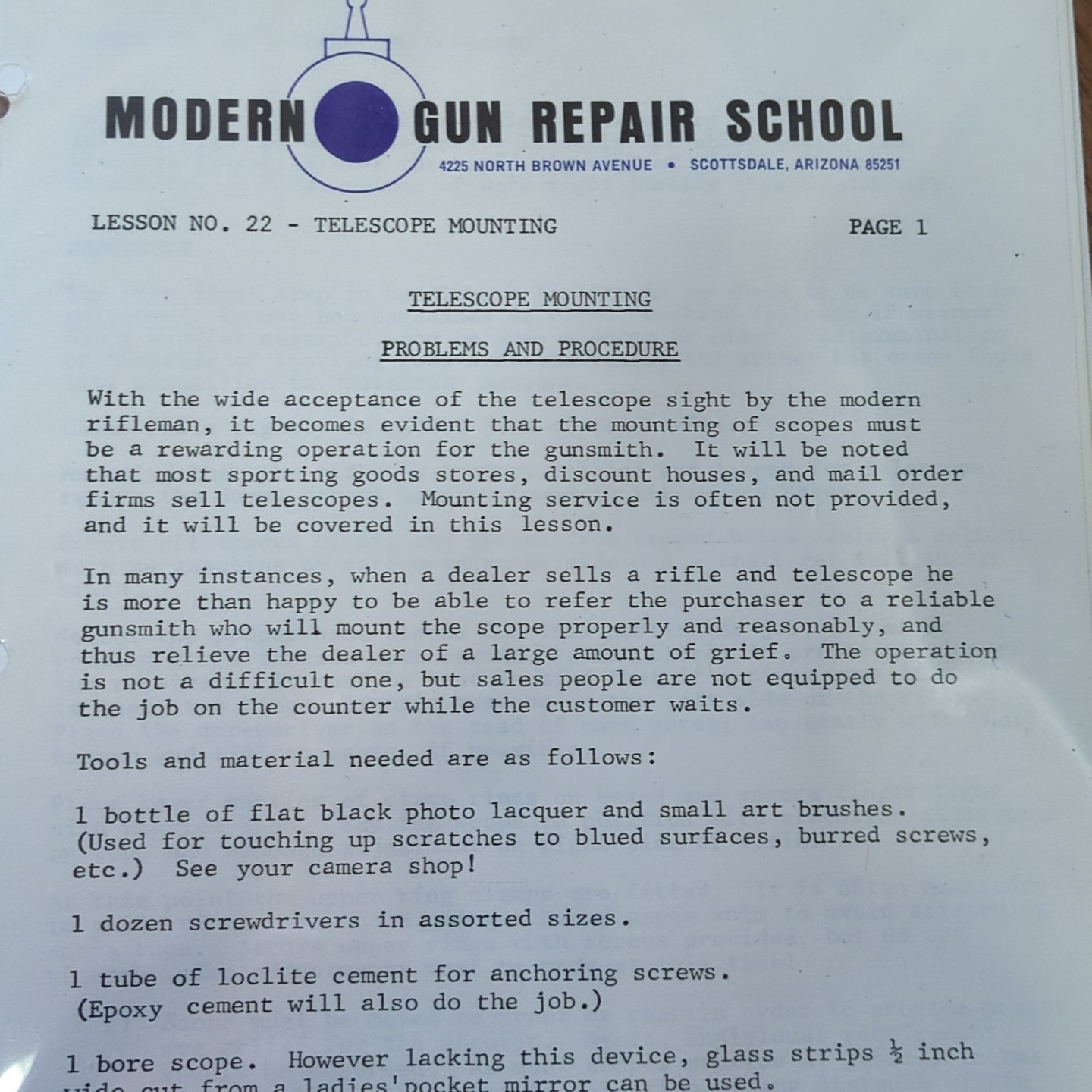 Vintage Modern Gun Repair School Course Lesson 22 Telescope Mounting