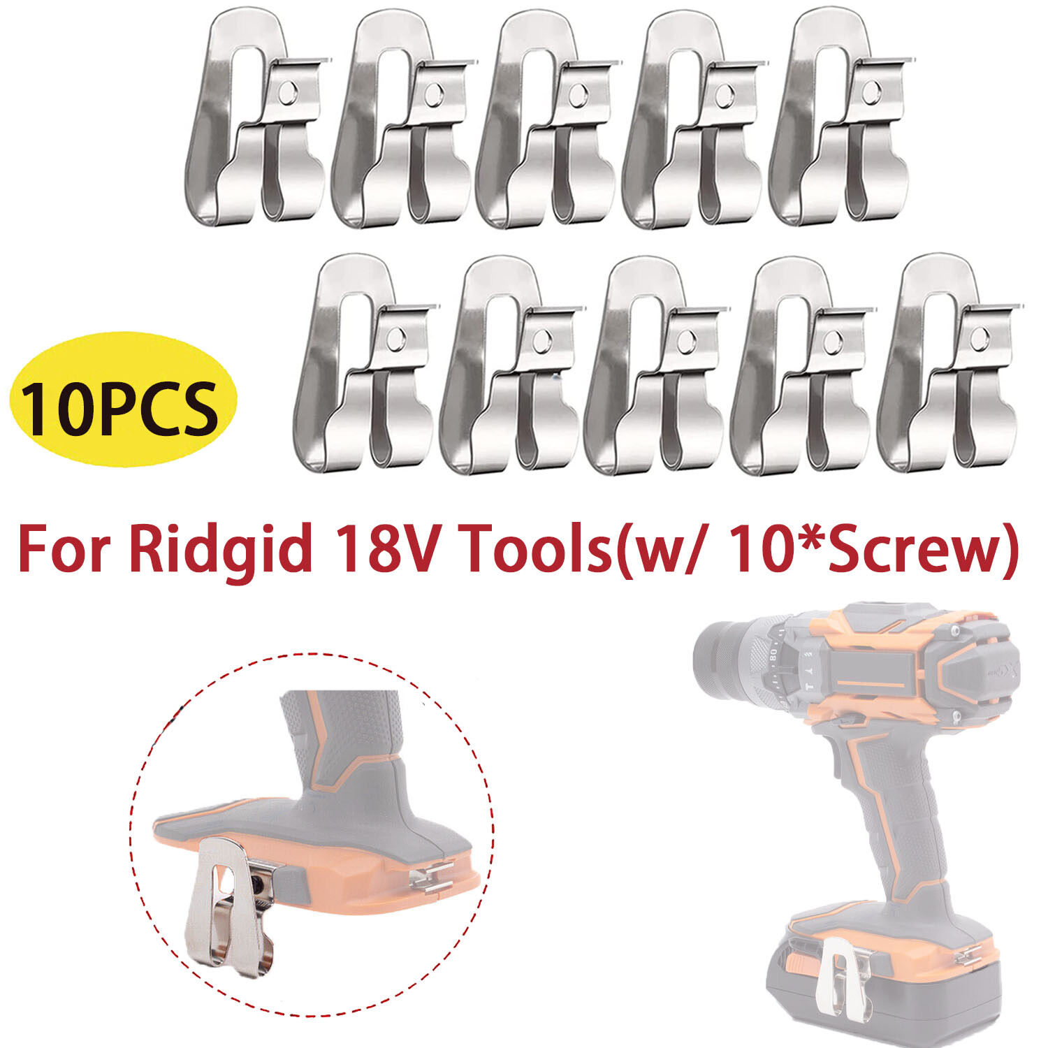 10PCS Belt Clip Hook For Ridgid 18V Tools (R86035 R86034 R86036 R860054) w/Screw