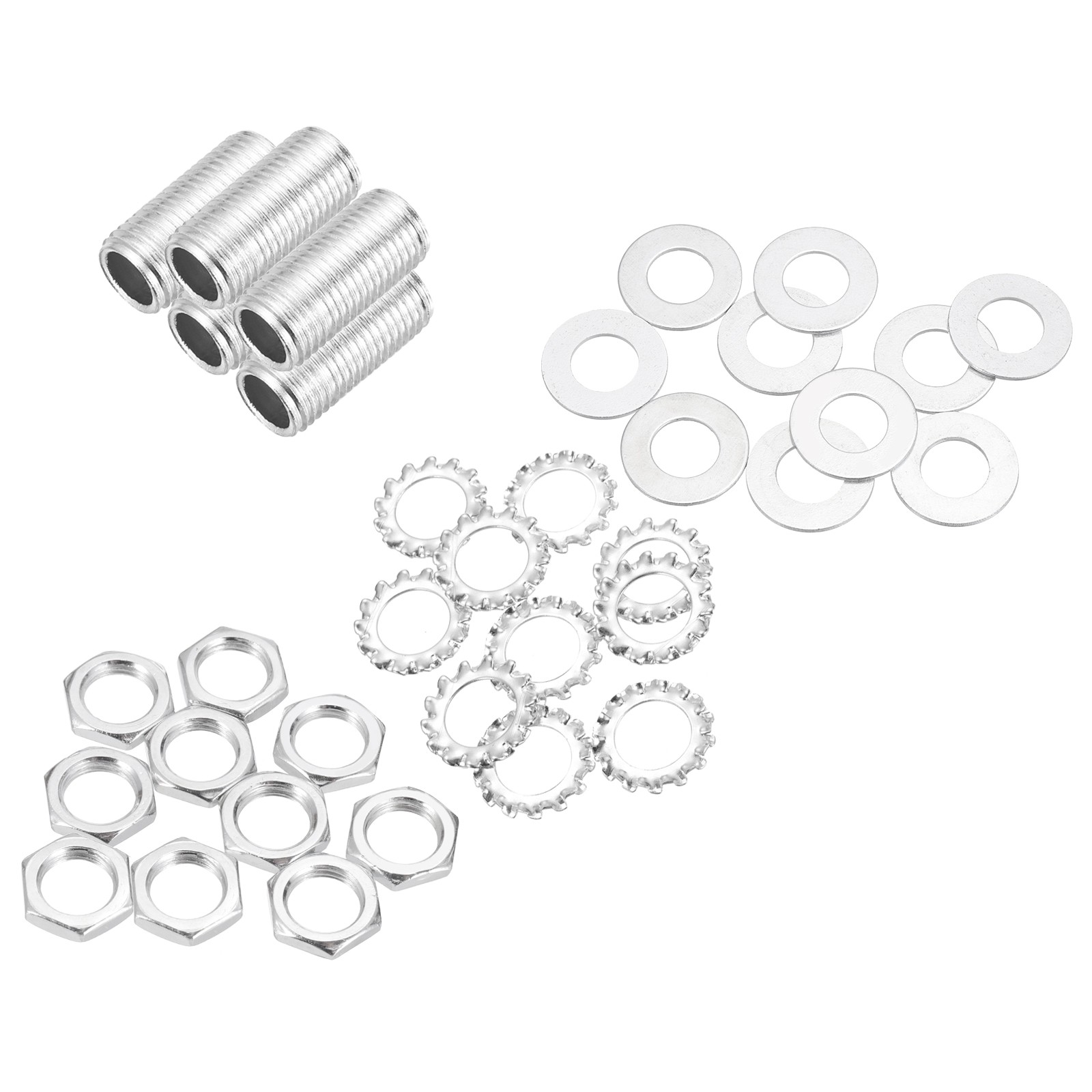 35Pcs 0.8" 1/4IP Lamp Pipe Kit with Lock Nuts Washers for Assembly, Silver