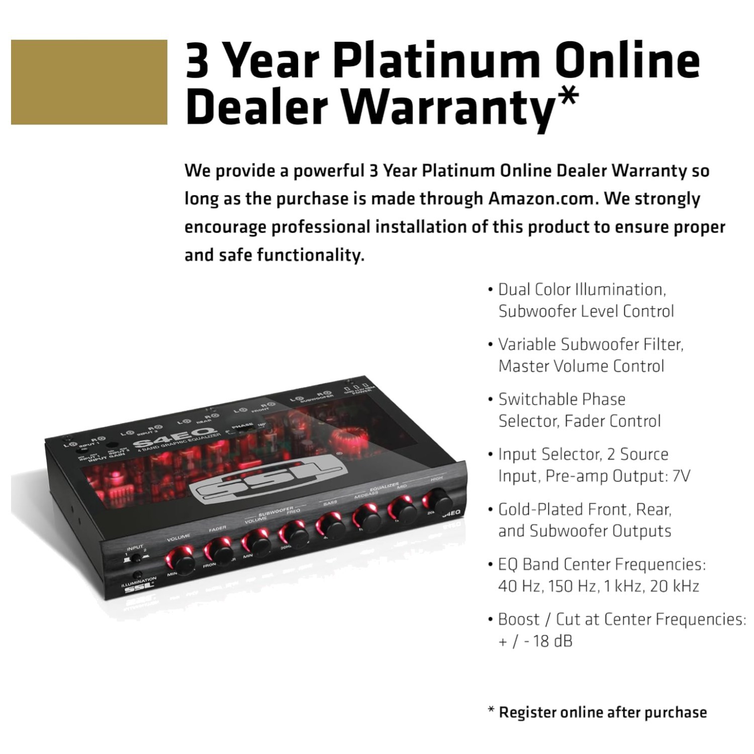Black Car Stereo Equalizer with Variable Subwoofer Filter