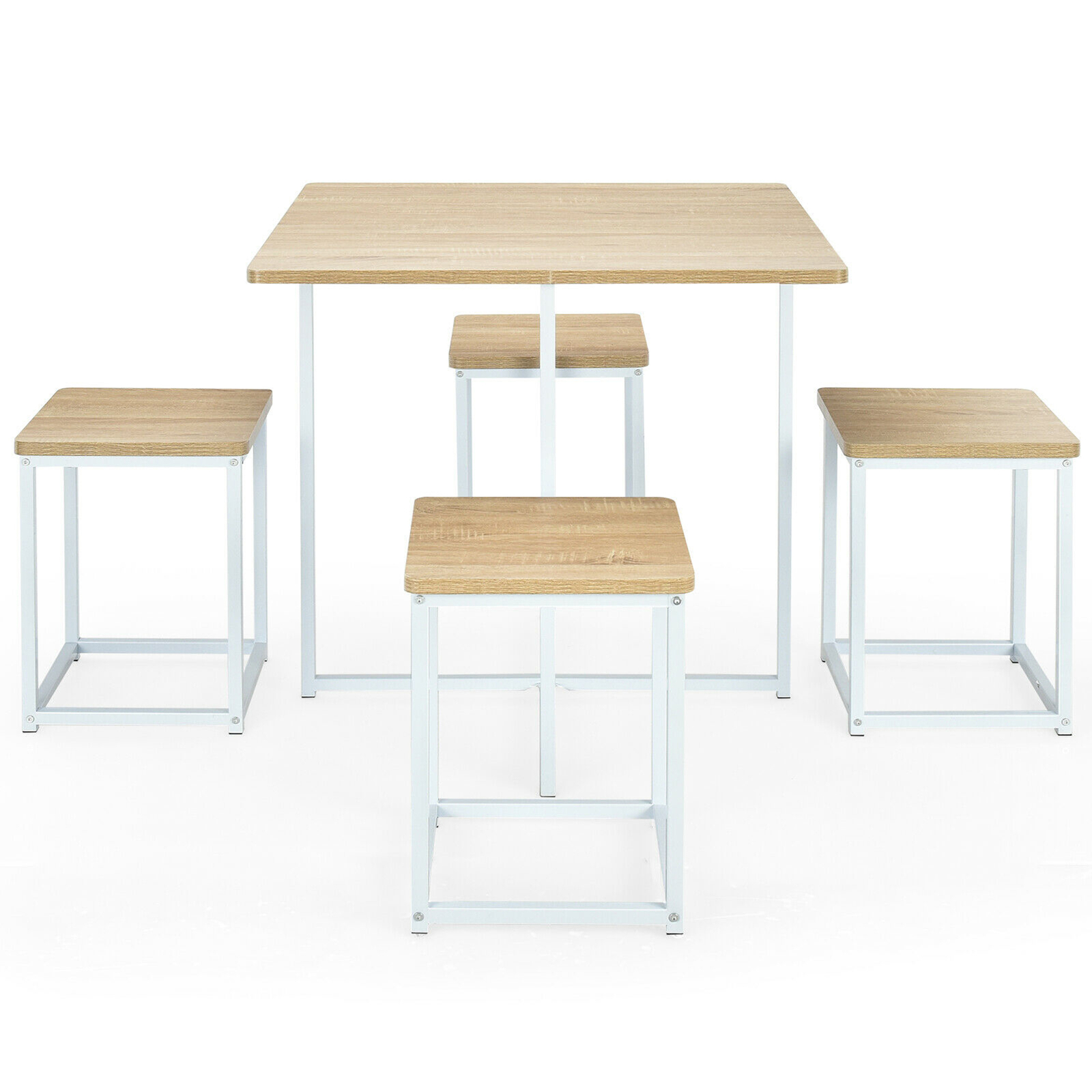 5 Piece Dining Table And Chairs Set Metal Legs Compact Space Bar Pub Kitchen