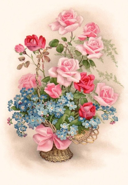 Chart Needlework DIY Counted Cross Stitch Patterns - Small Roses Basket