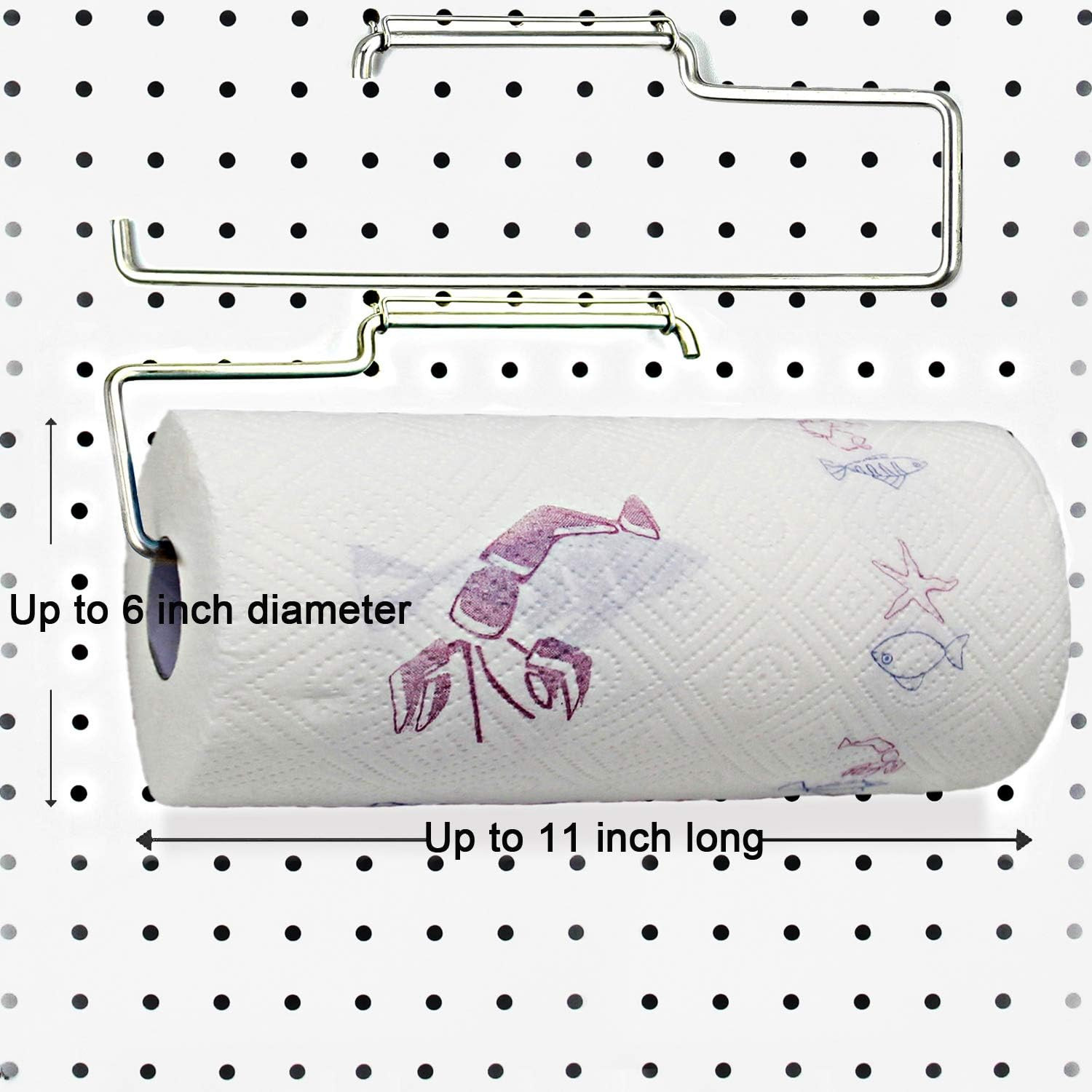 2 Pack Stainless Steel Pegboard Paper Towel Holder | Pegboard Hooks | Pegboard A