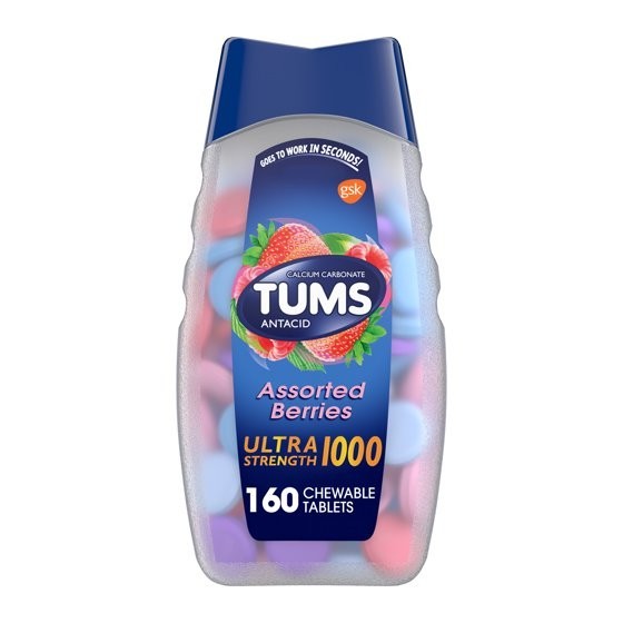 Tums Ultra Strength 1000 Assorted Berries Antacid 160 Chewable Tablets – New