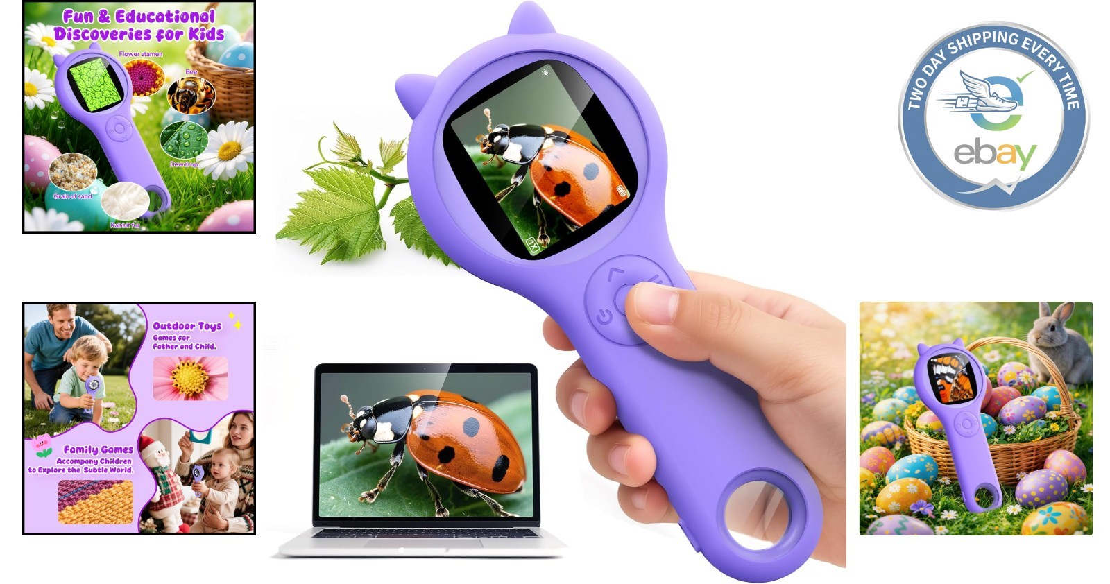 Handheld Kids Microscope - 200x Magnification & 2-Inch IPS Screen for STEM Fun