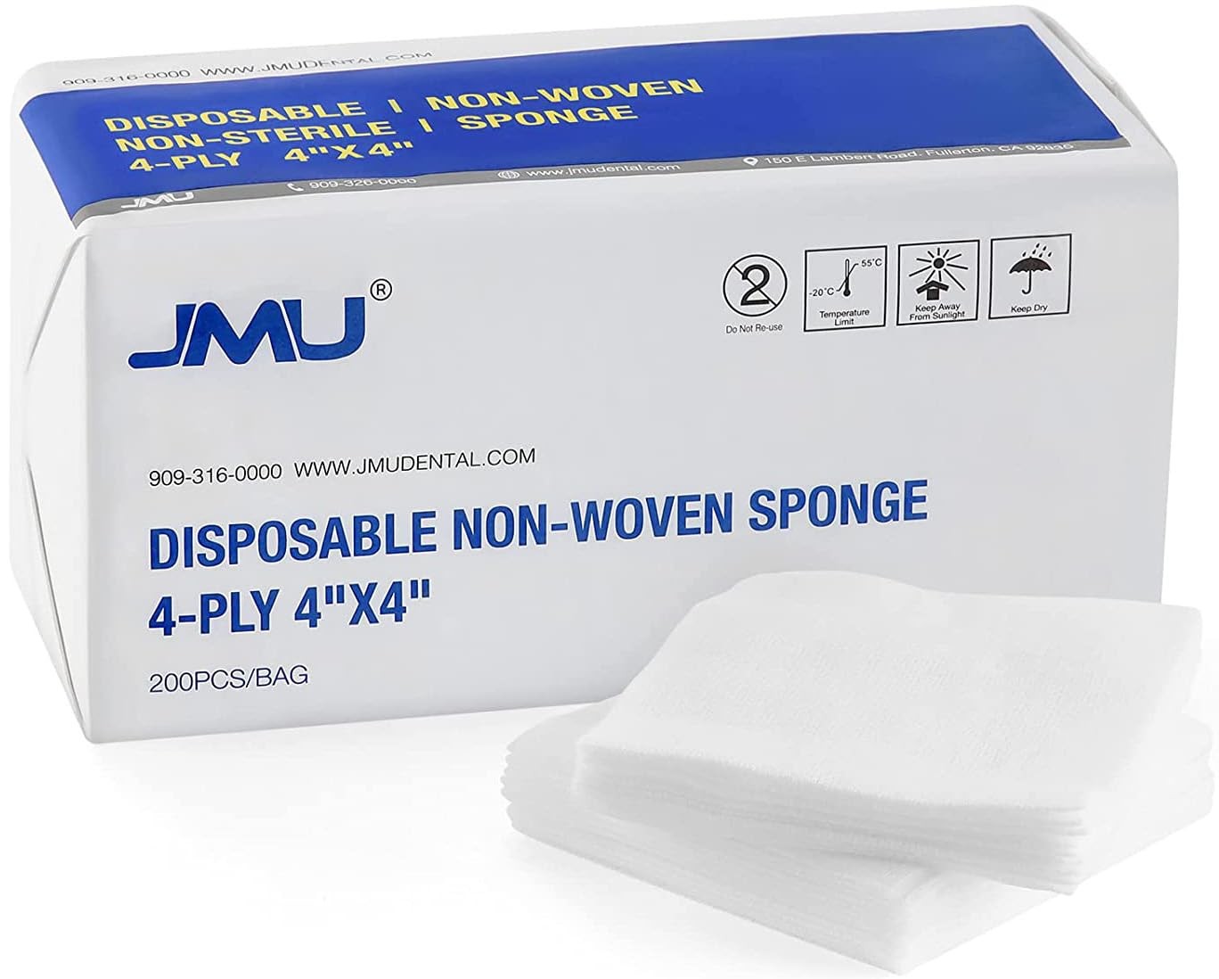 200pcs Dental Gauze Pads 4x4" Non Woven Sponges 4-Ply Non-Sterile Guaze