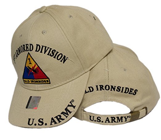 U.S. ARMY 1st ARMORED DIVISION Old ironsides Shadow Khaki Embroidered Cap Hat