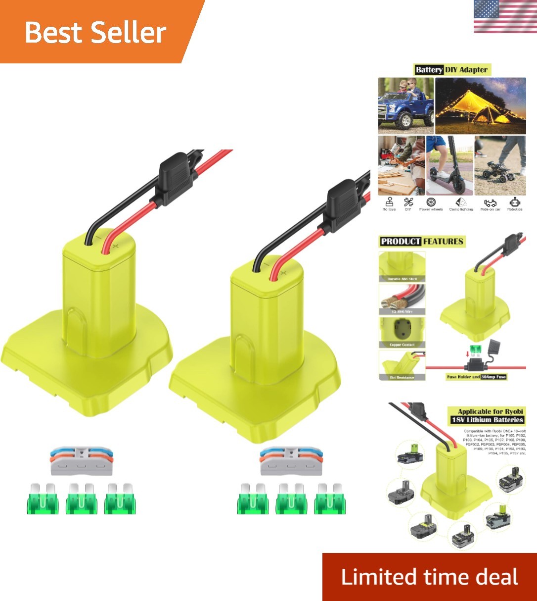 Ultimate 2 Pack Power Wheel Adapter for Ryobi 18V – Upgrade Your RC Toys & Tools