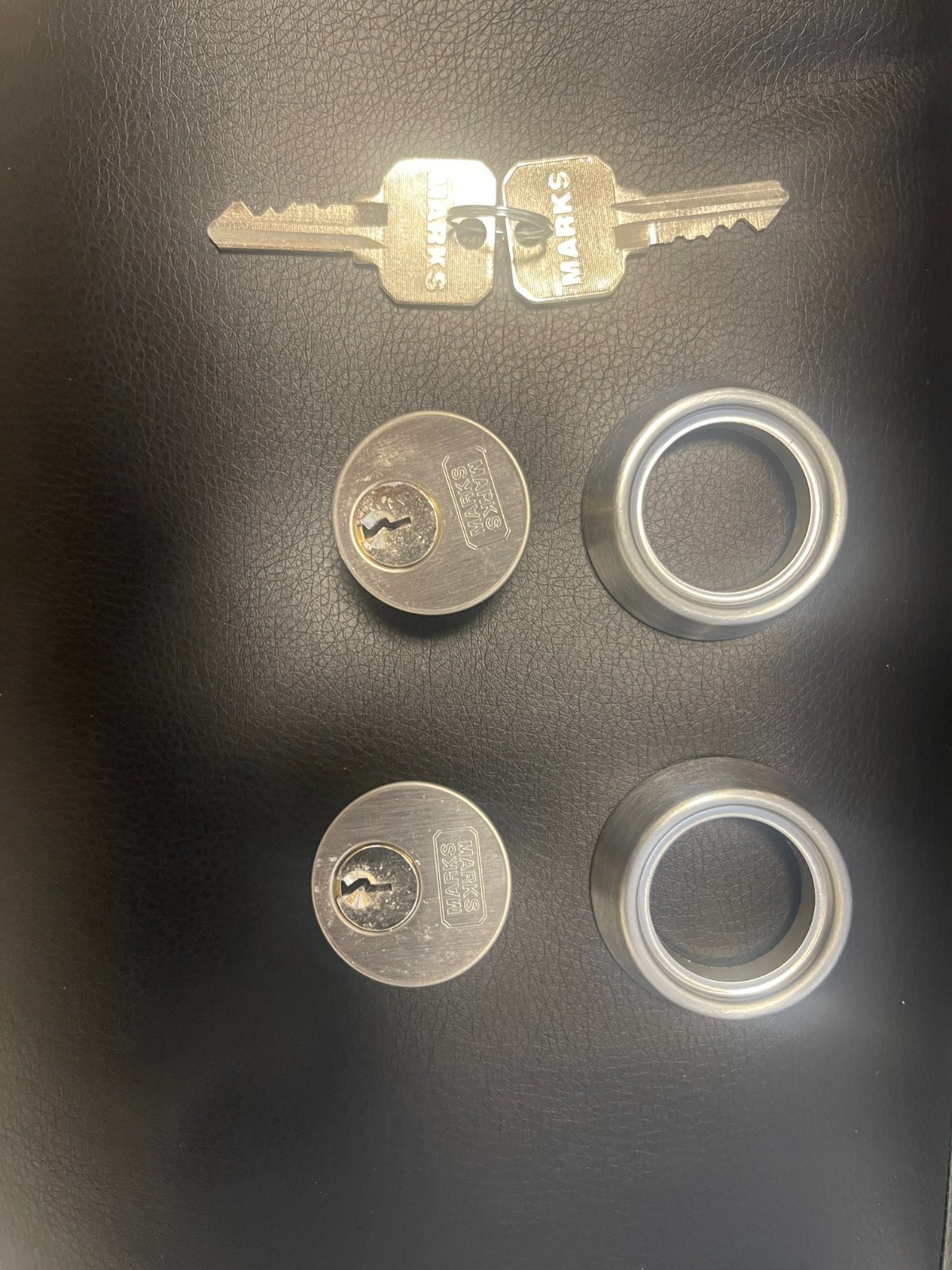 Brand New 1- Pair Marks Solid Brass mortise lock cylinder, satinchrome  two keys