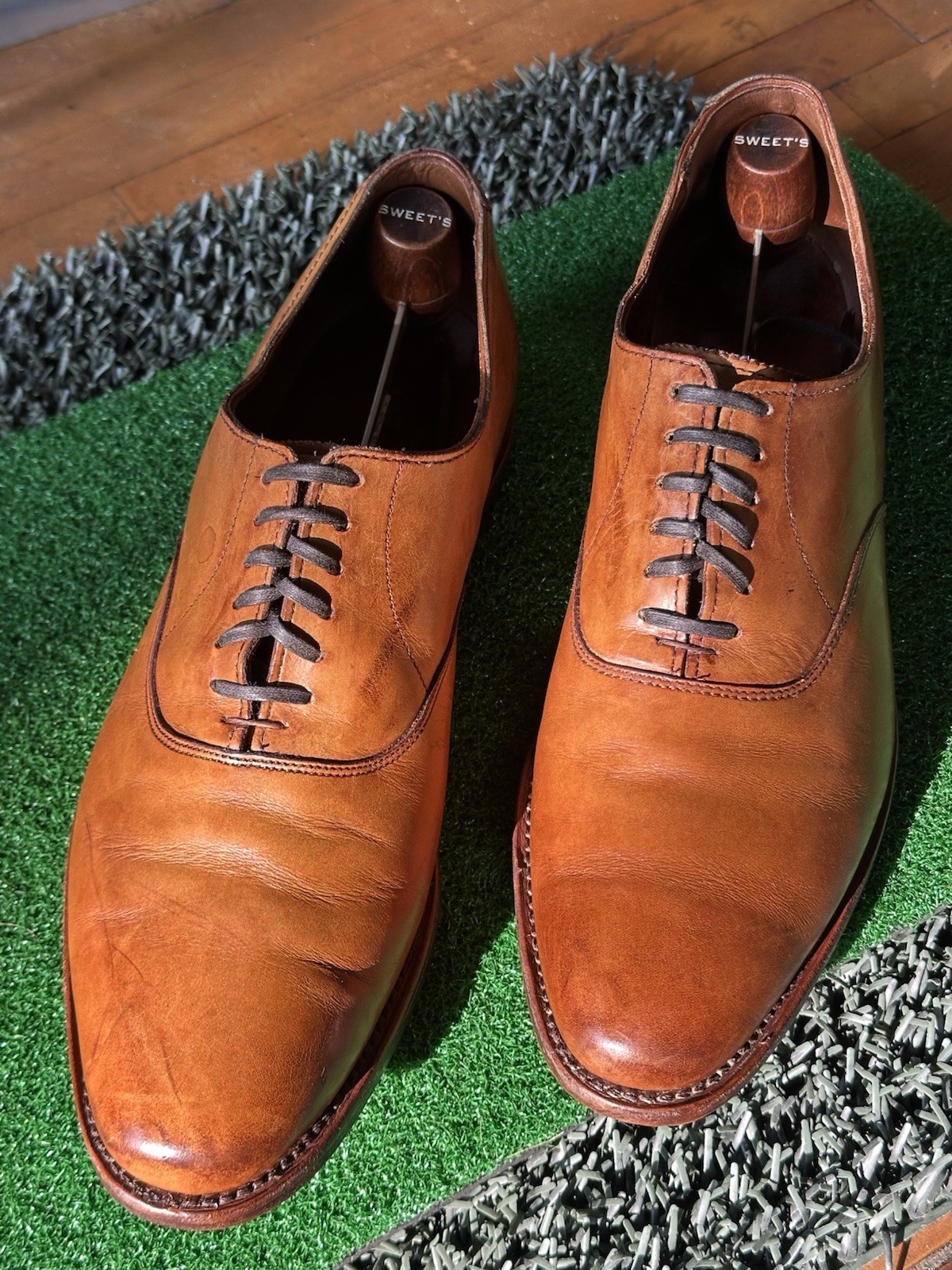 Allen Edmonds Carlyle Oxford Dress Shoes Mens 10 D Chesnut Brown Bench Welt USA