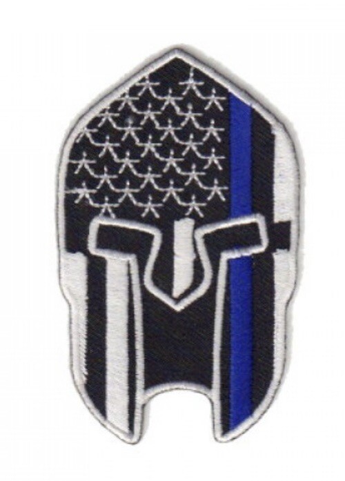 SPARTAN BLUE STRIPE EMBROIDERED IRON ON PATCH
