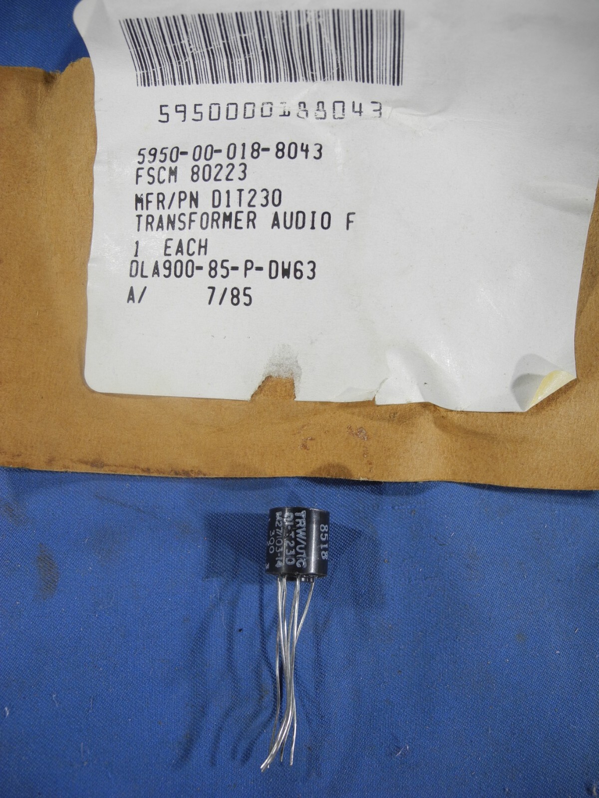(1) TRW / UTC D1-T230 Audio Transformer (NOS)