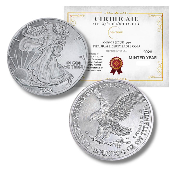 2023 1 Ounce OZ 999 Fine Solid USA American Liberty Eagle Coin Titanium