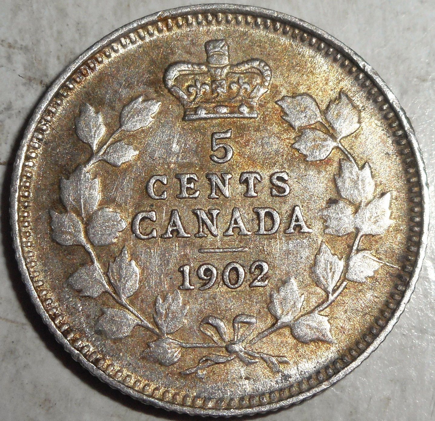 1902 Canadian 5C Silver, First Year Edward VII, Nice Coin, SHIPS FREE