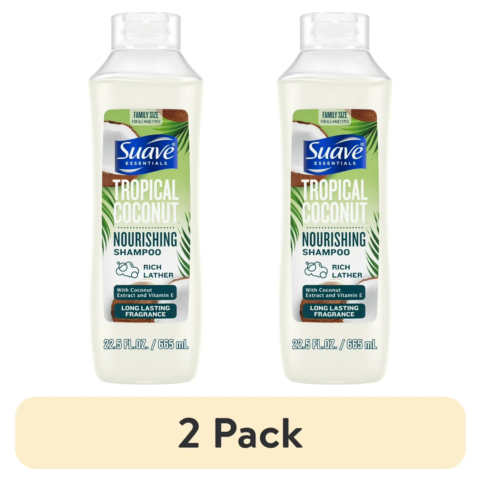 Suave Tropical Coconut Nourishing Shampoo, 22.5 fl oz, 2 Pack