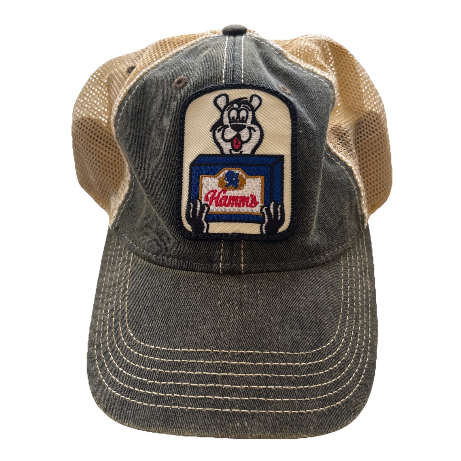 Hamm's Beer Bear Vintage Mesh Trucker Snapback Hat Blue