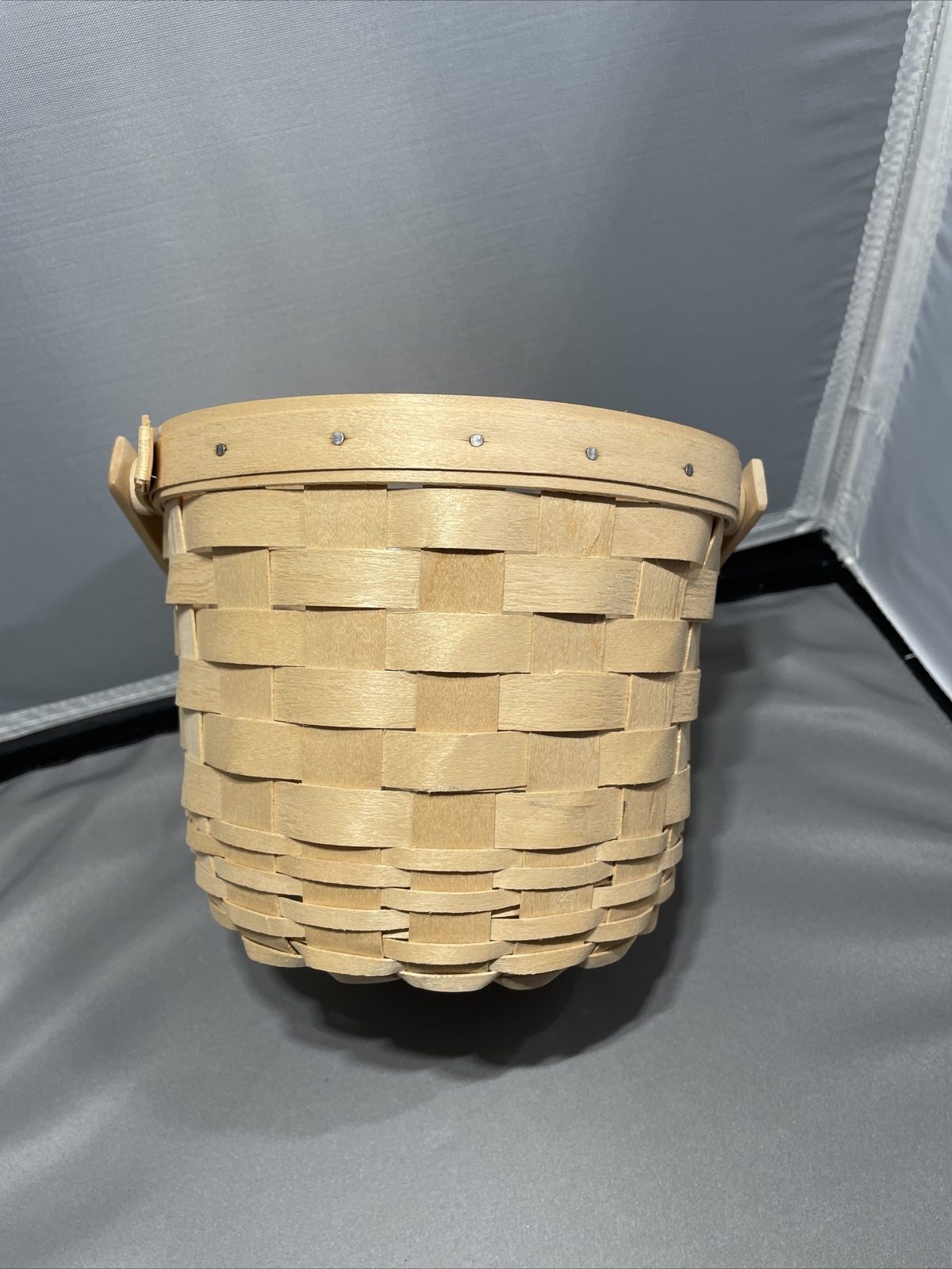 Longaberger Small Apple Fruit Basket Liner Signed Handcrafted Swing Handle 1999