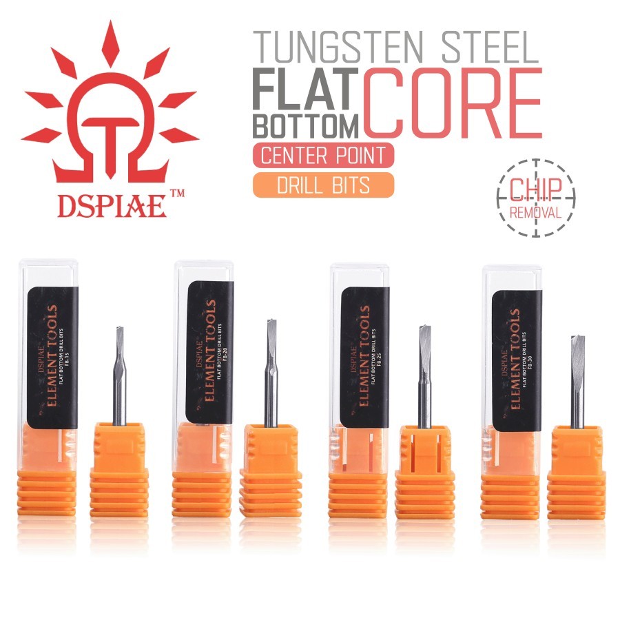 DSPIAE: Flat Bottom Drill Bits - Center Point Core Chip Removal - Bit Singles