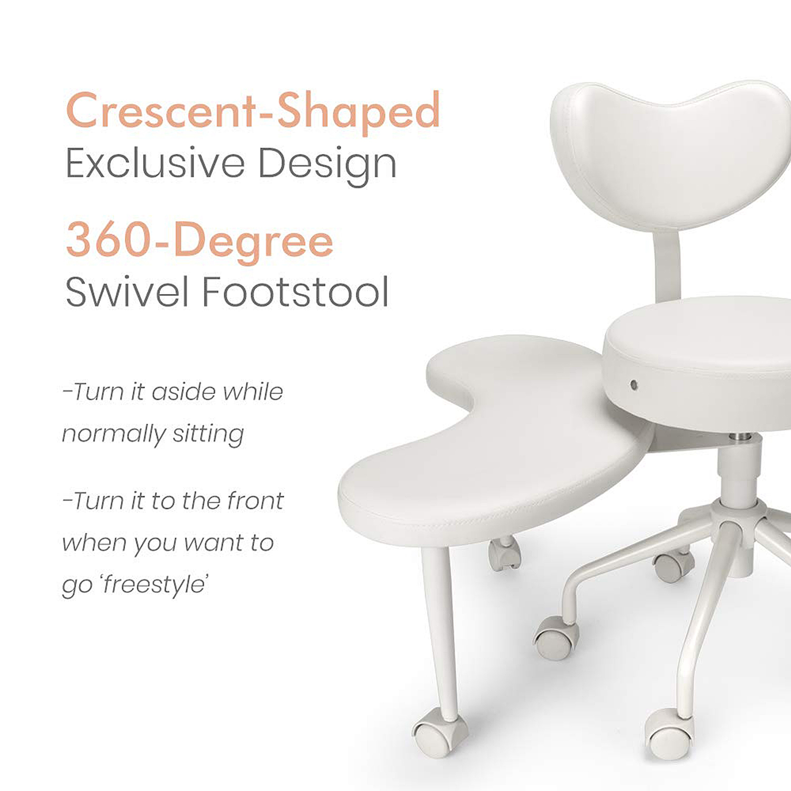 Ergonomic Crosss Legged Swivel Chair Adjustable Stool W/Whee Home/Offices Yoga