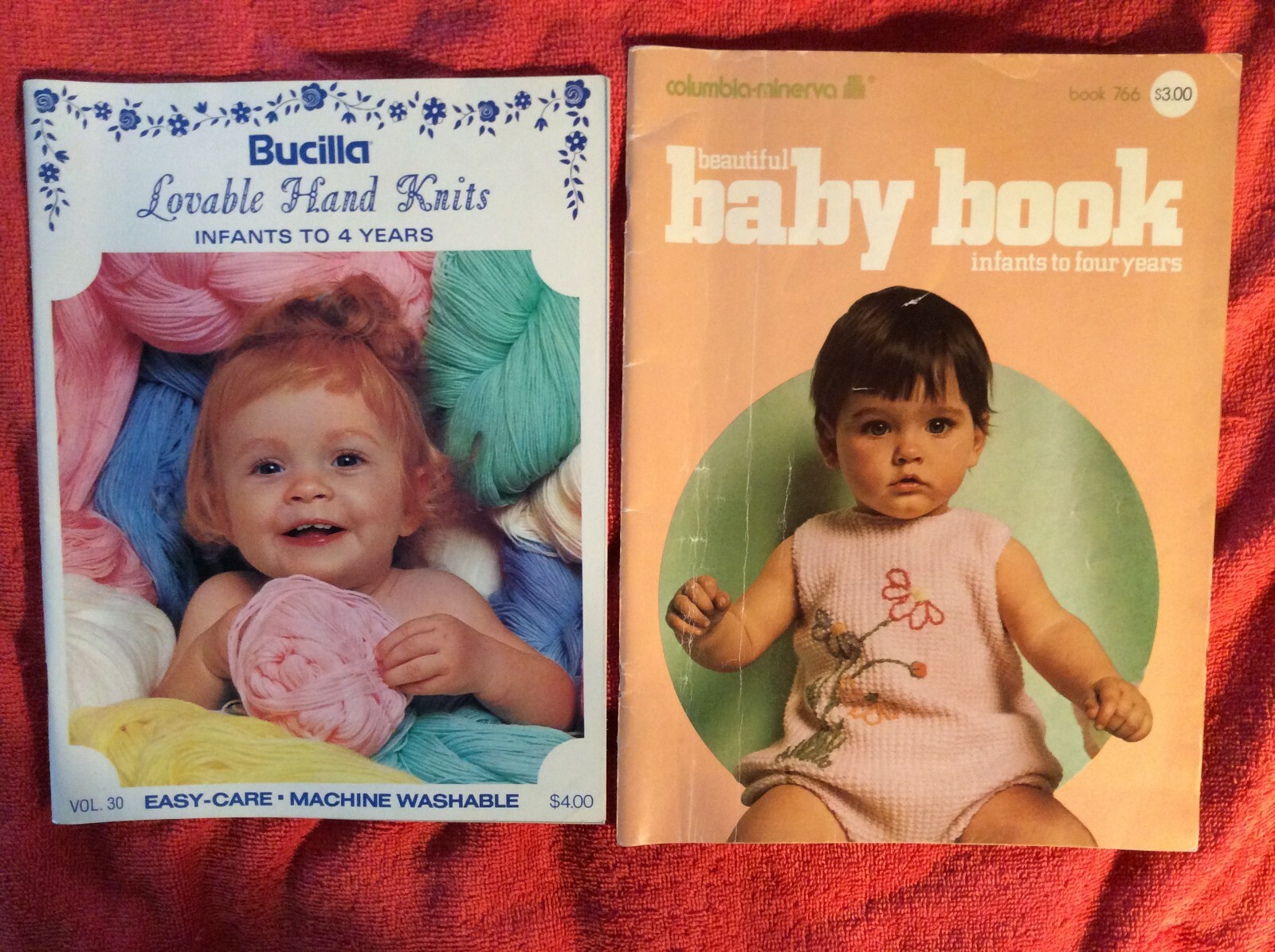 LOT OF 2 BUCILLA LOVABLE HAND KNITS & BEAUTIFUL BABY BOOK  INFANTS TO 4 YEARS