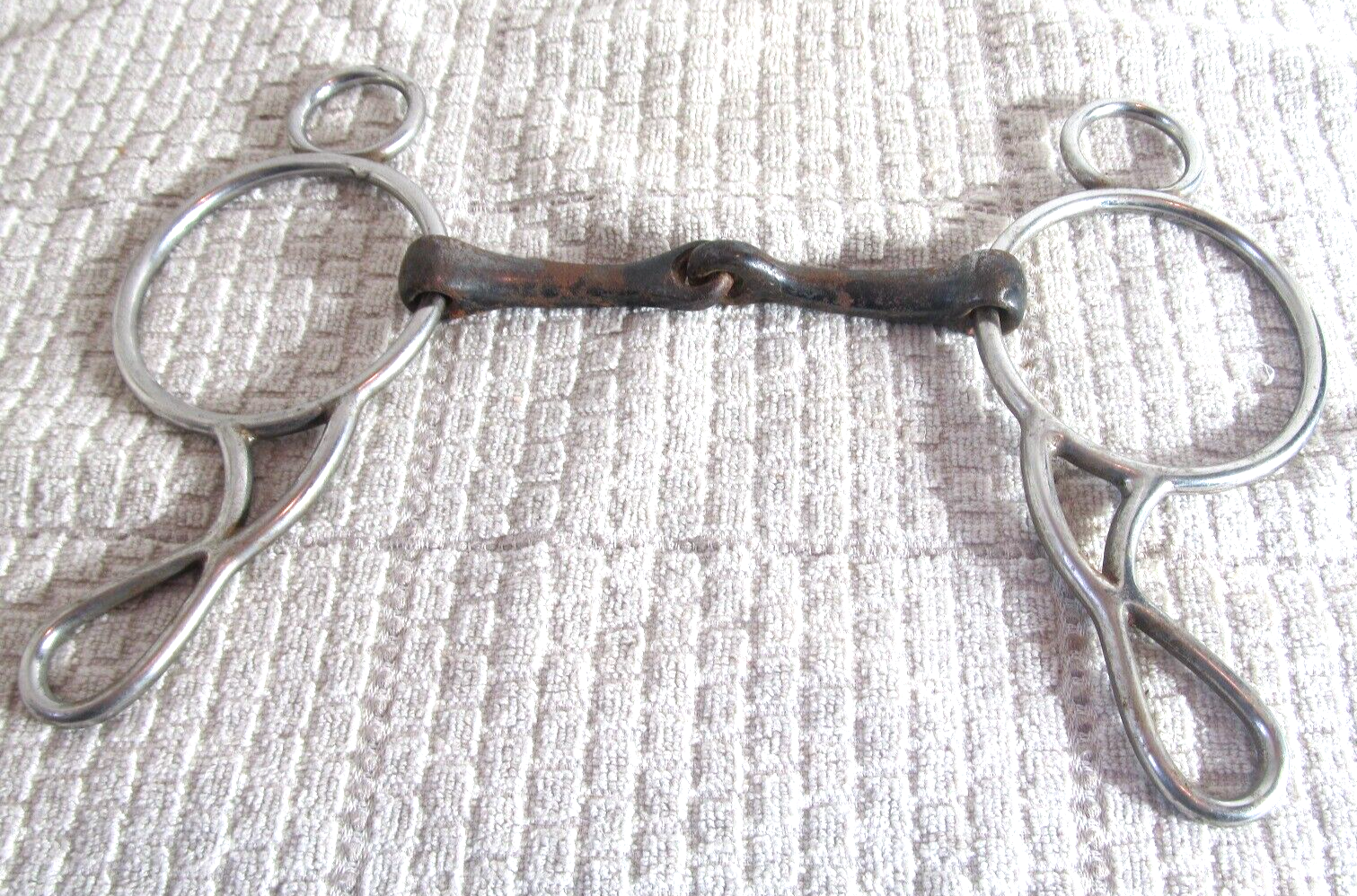 Vintage Sweet Iron Snaffle Gag Bit 4 3/4 in to 5 In Sweet Iron Mouth Horse