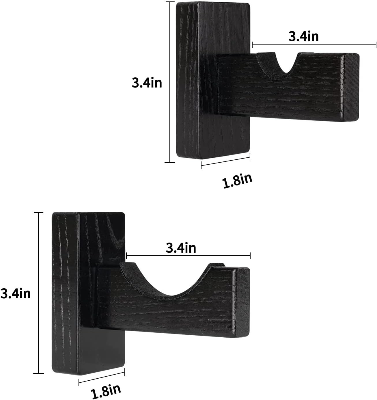 Baseball Bat Display Case Holder Horizontal Wall Mount Solid Wood Rack Brackets