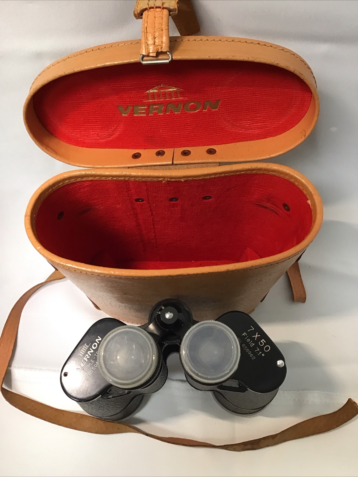 VINTAGE Vernon 7x50 Field 7.1deg Binoculars w/ Case No. 658962