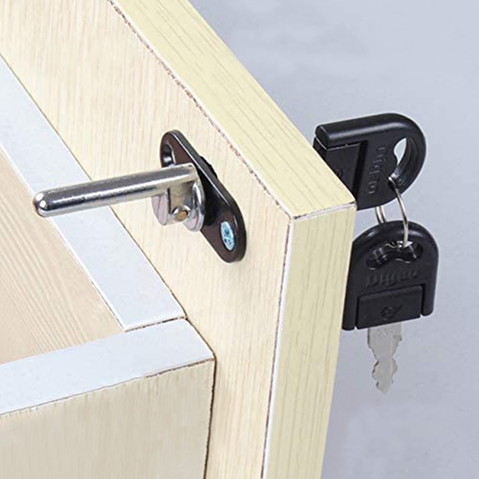 HOWDIA 2 Pcs Drawer Lock Cabinet Locks with Keys, Zinc Alloy Desk 16mm, Black
