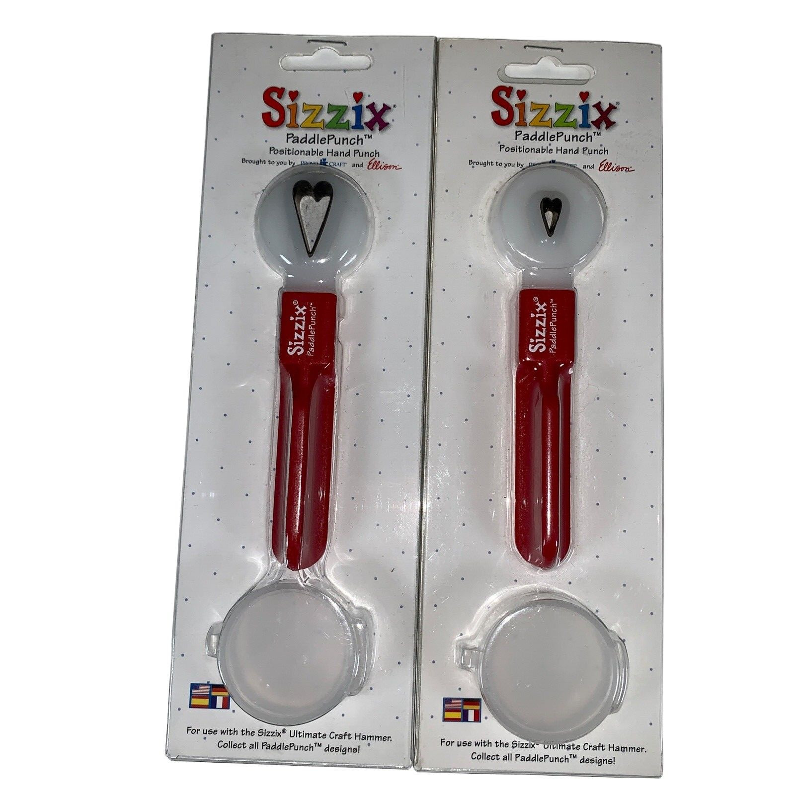 Sizzix Paddle Punch Set of 2 Hearts Scrapbooking Tool Cardmaking