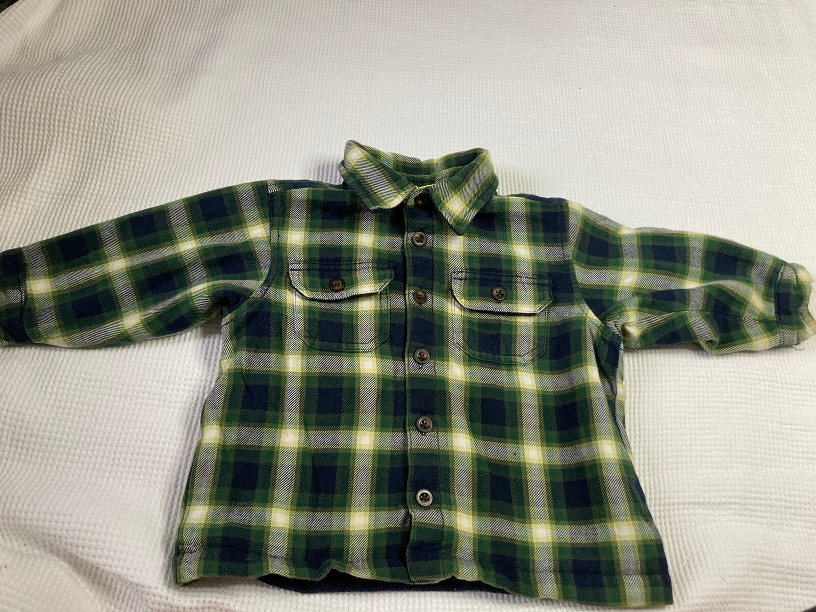 Children Place fleece lined plaid button down LS shirt Size 24M
