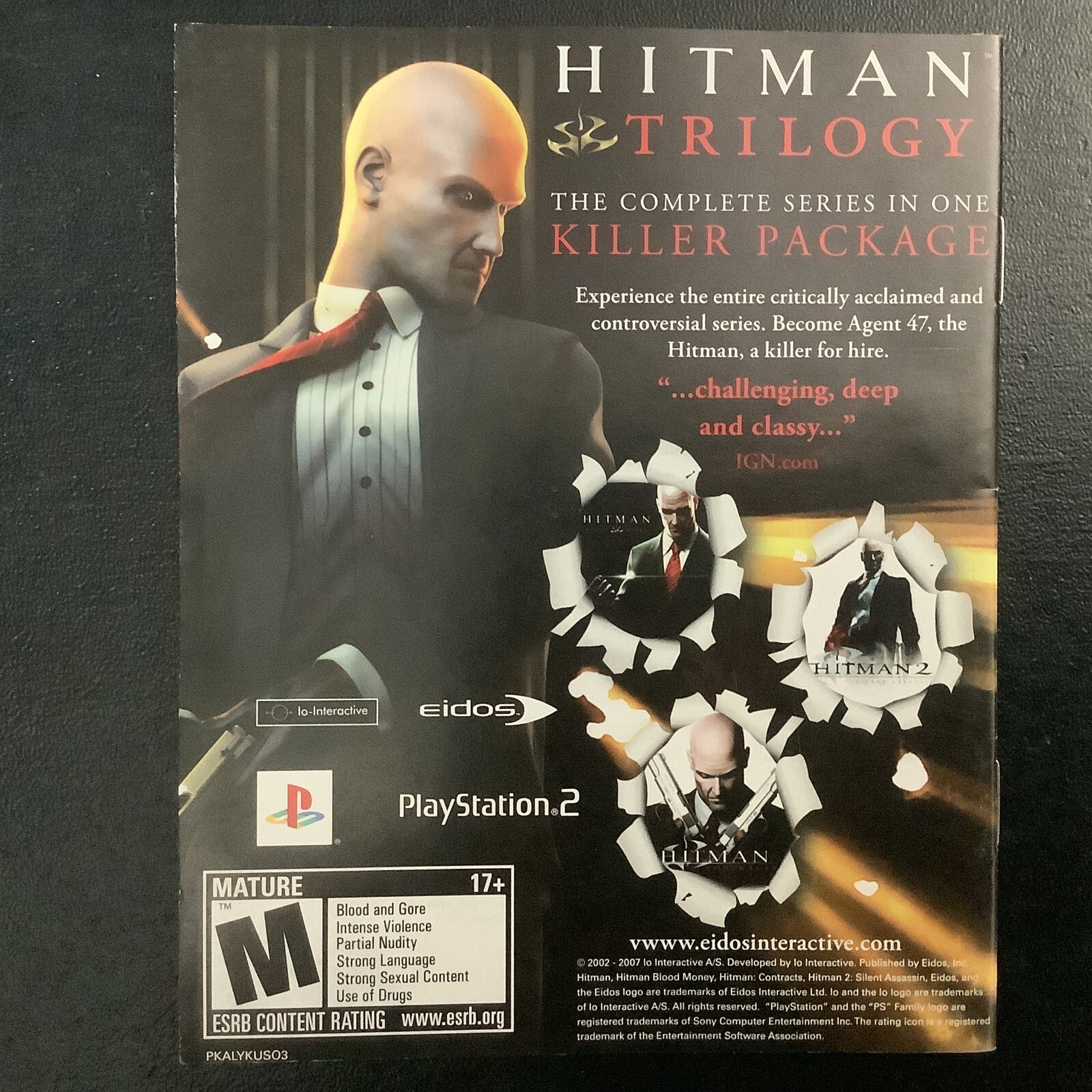 Kane & Lynch Dead Men PS3 PlayStation 3 Instruction Manual Only