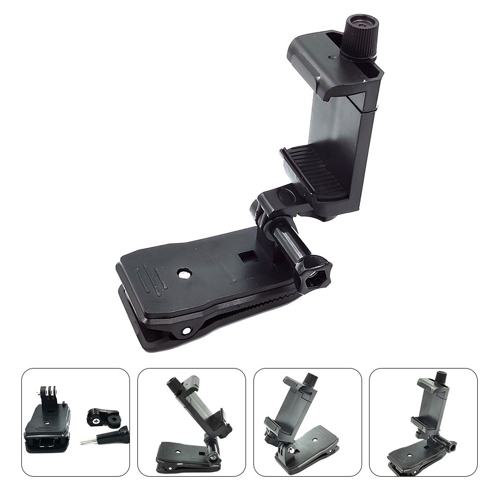 Black ABS Backpack Strap Mount for Action Camera and Cellphone Holder