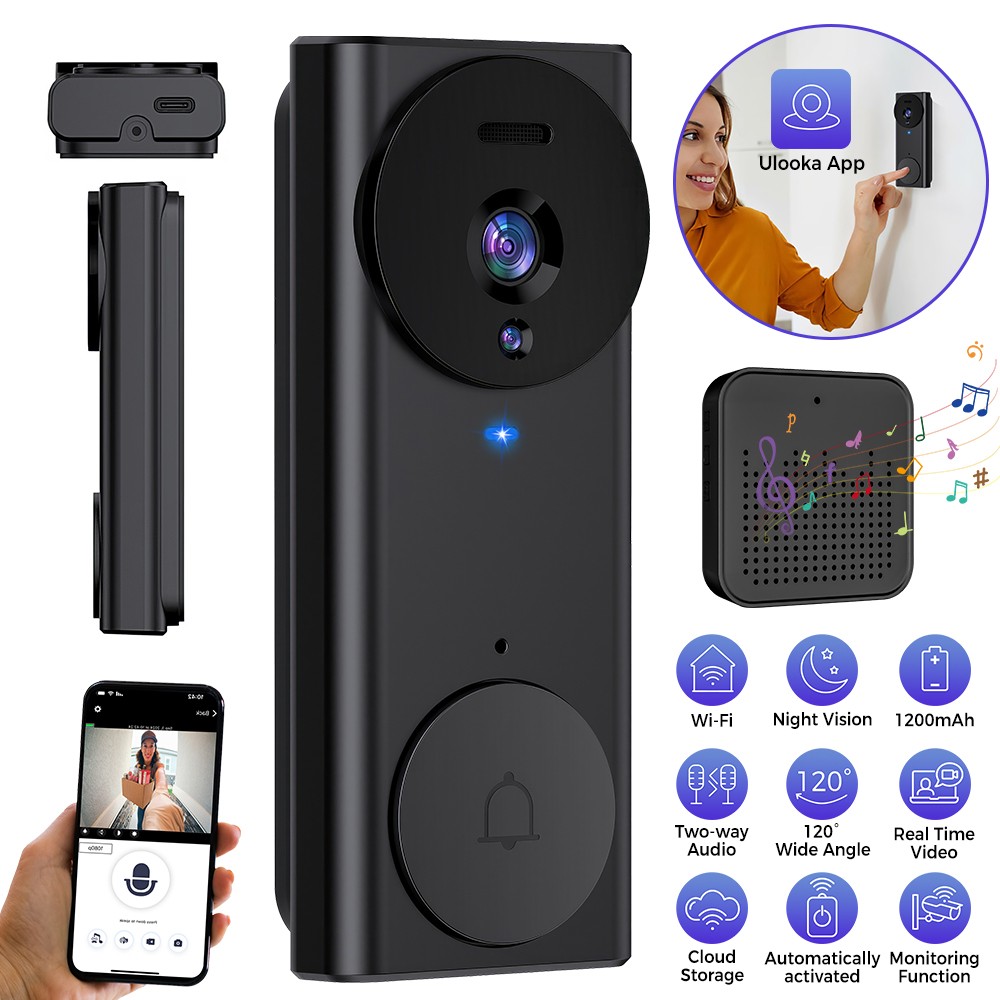 Wireless Security Smart WiFi Doorbell Intercom Video Camera Door Ring Bell Chime