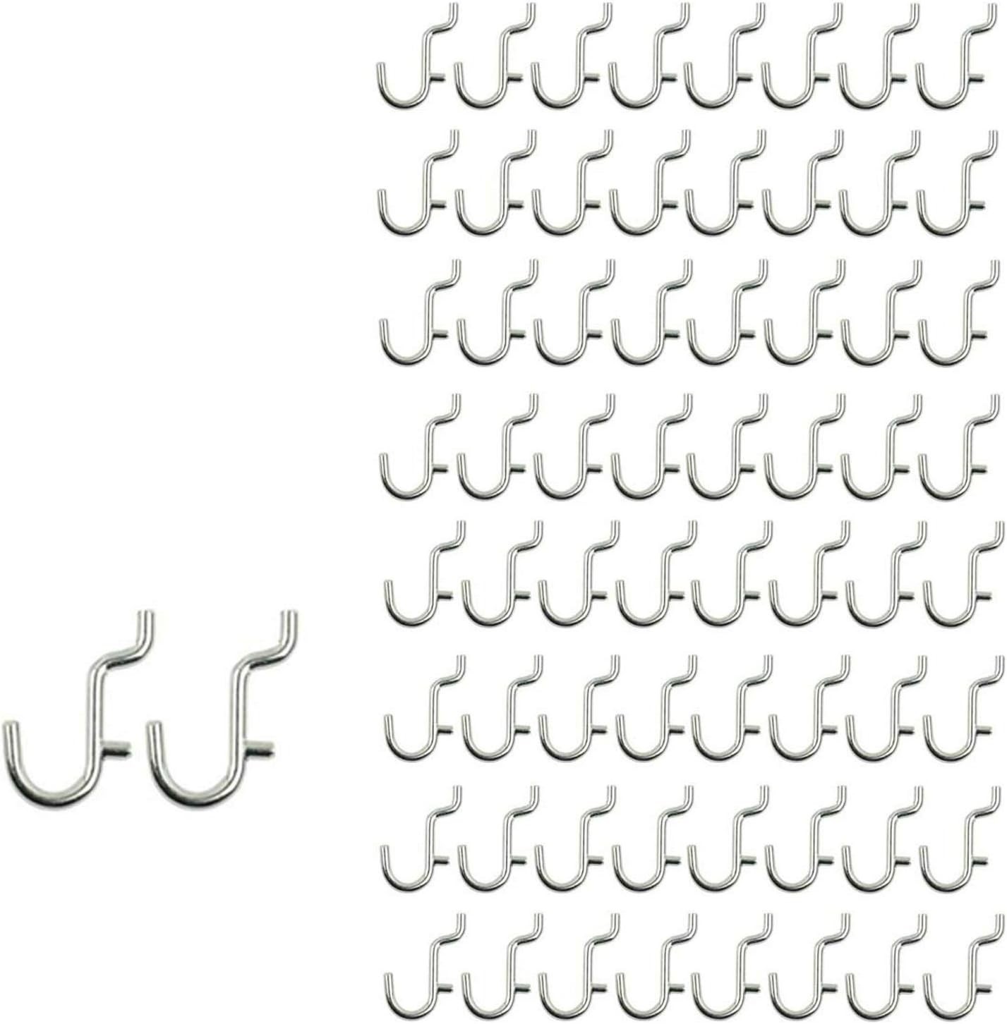 100PCS Metal Pegboard J Hook Accessories Peg Board Wall Display Assortment