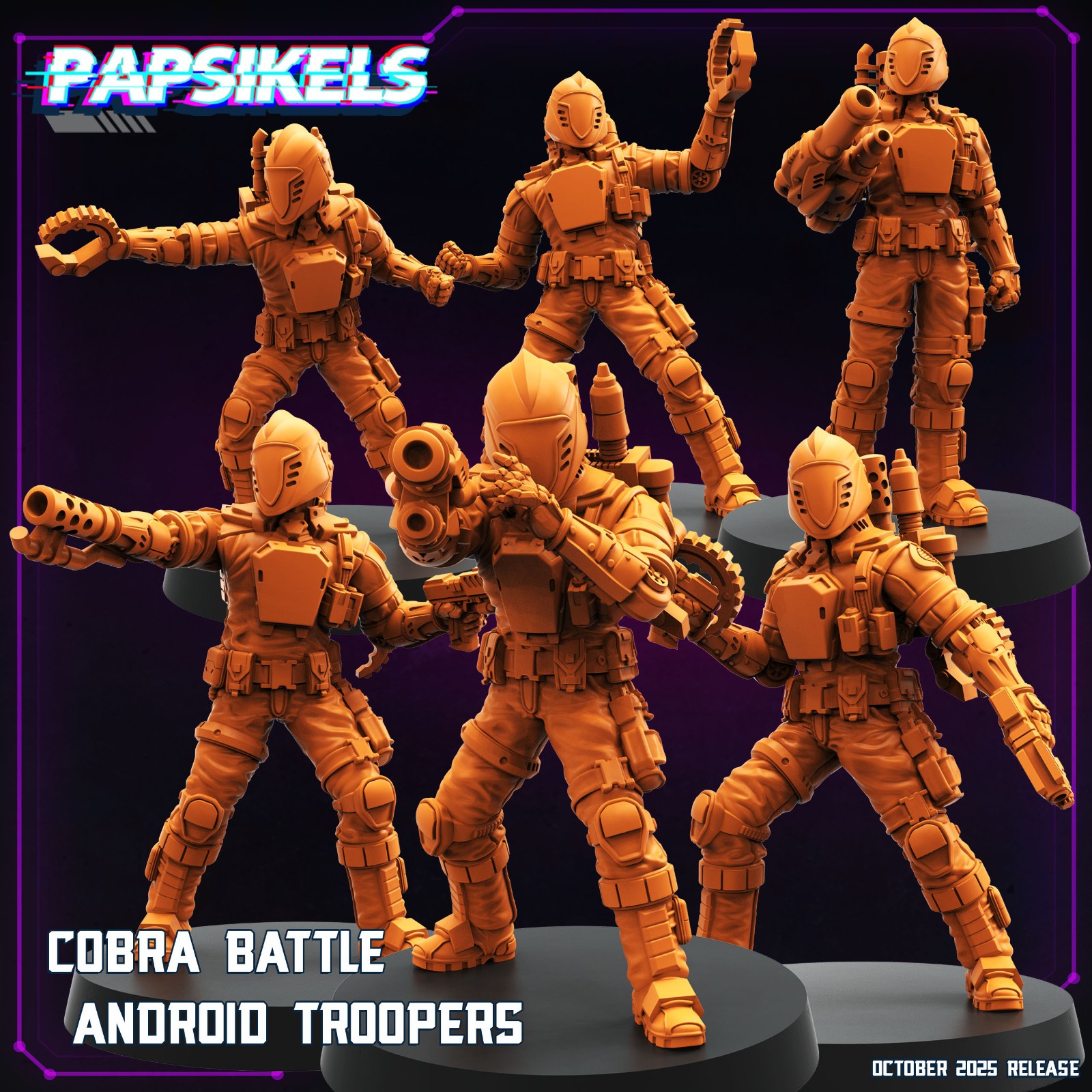 Papsikels Cobra Battle Android Troopers Set (6 Models) 32mm Resin Mini Sci-Fi