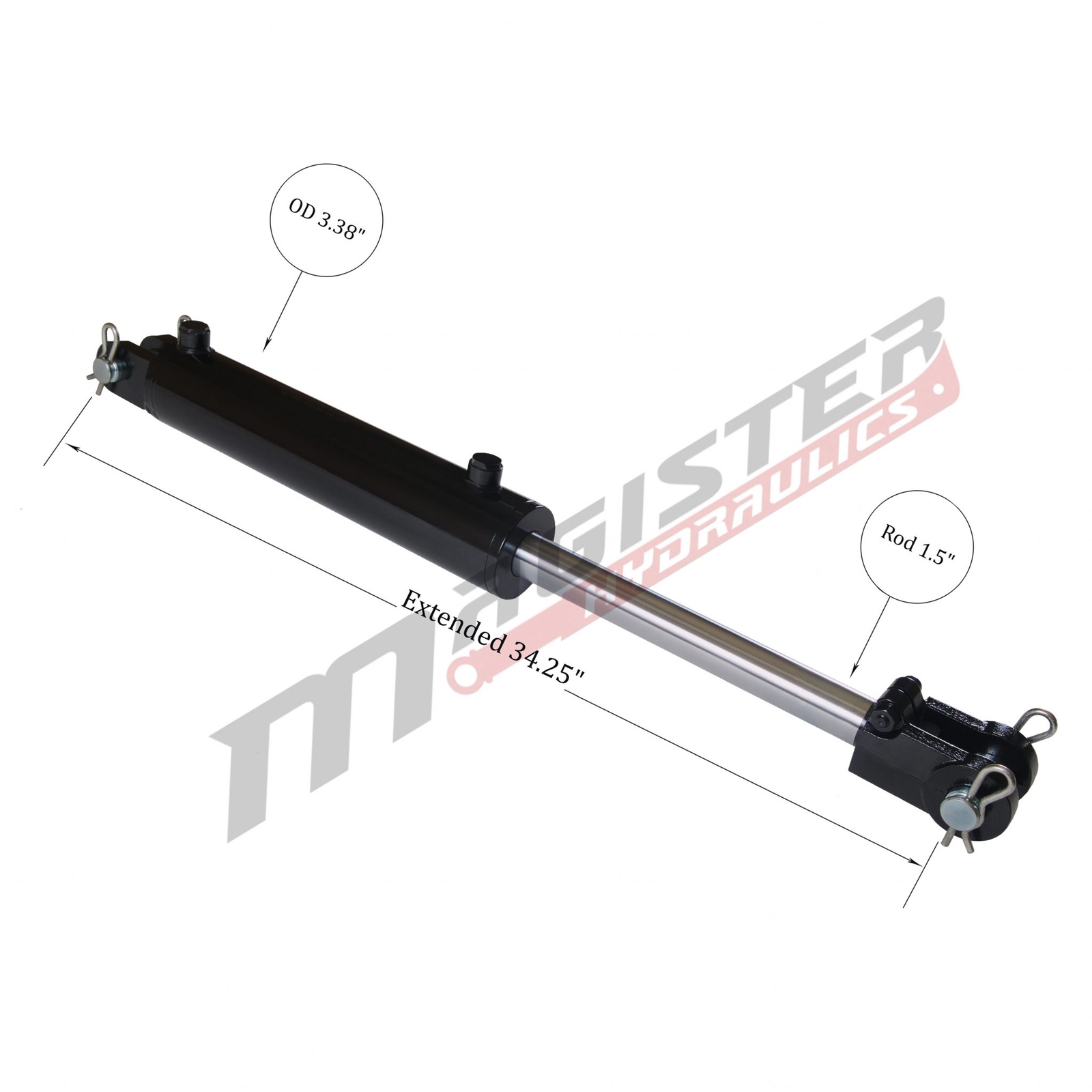 Hydraulic Cylinder Welded Double Acting 3" Bore 12" Stroke Clevis End 3x12 NEW
