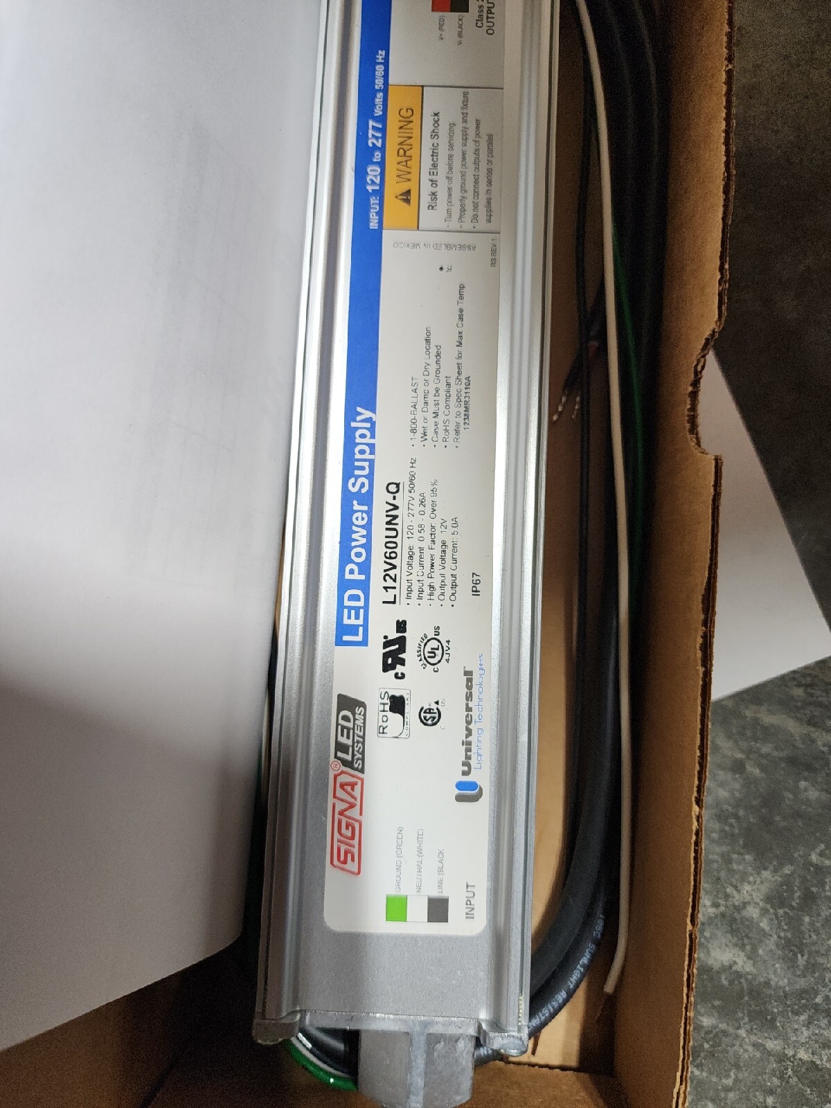 Universal SIGNA LED 60w 12v DC Power Supply L12V60UNV-Q Metal Case IP67