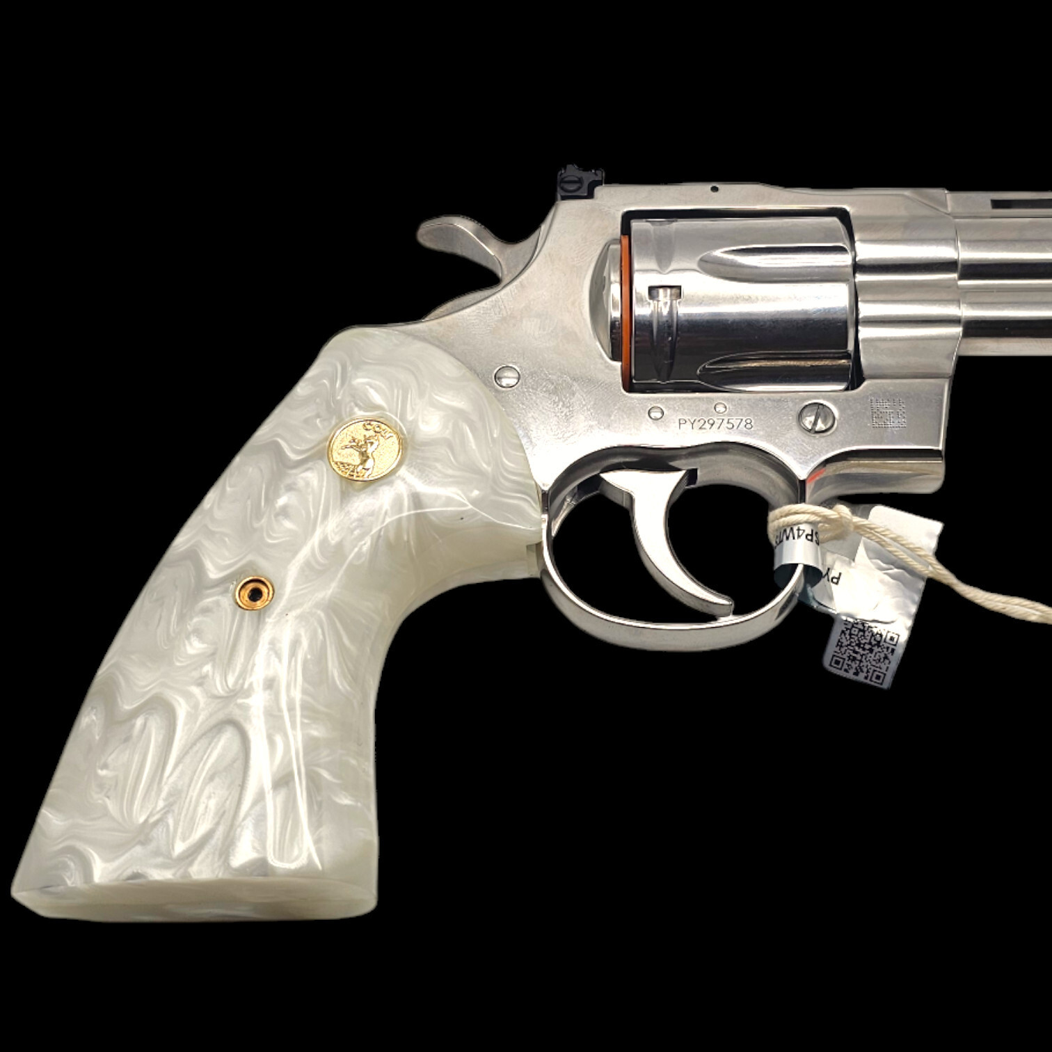 Luxury White Pearl Grips for Colt Python / Anaconda – 24K Gold COLT medallion