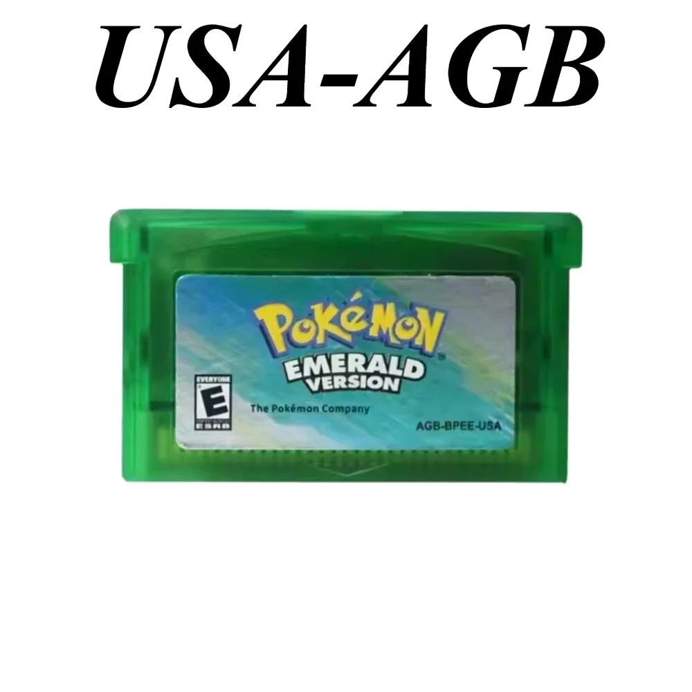 English Pokémon 32 Bit Video GBA Game Card Bundle USA Version Ruby Sapphire Emer