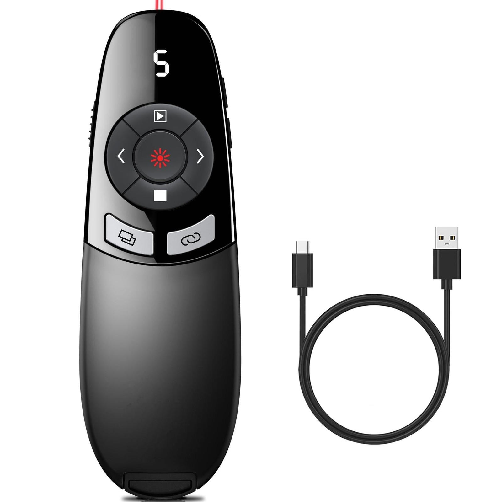 Presentation Clickers for PowerPoint with Timer, Wireless Rechargeable Laser ...