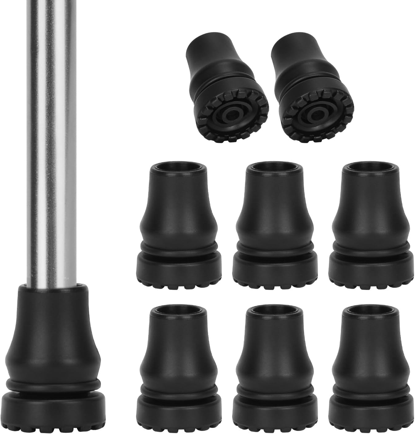 Rubber Cane Tips (8 Pack), Non-Slip Quad Cane Tip 5/8 Inch Replacem...