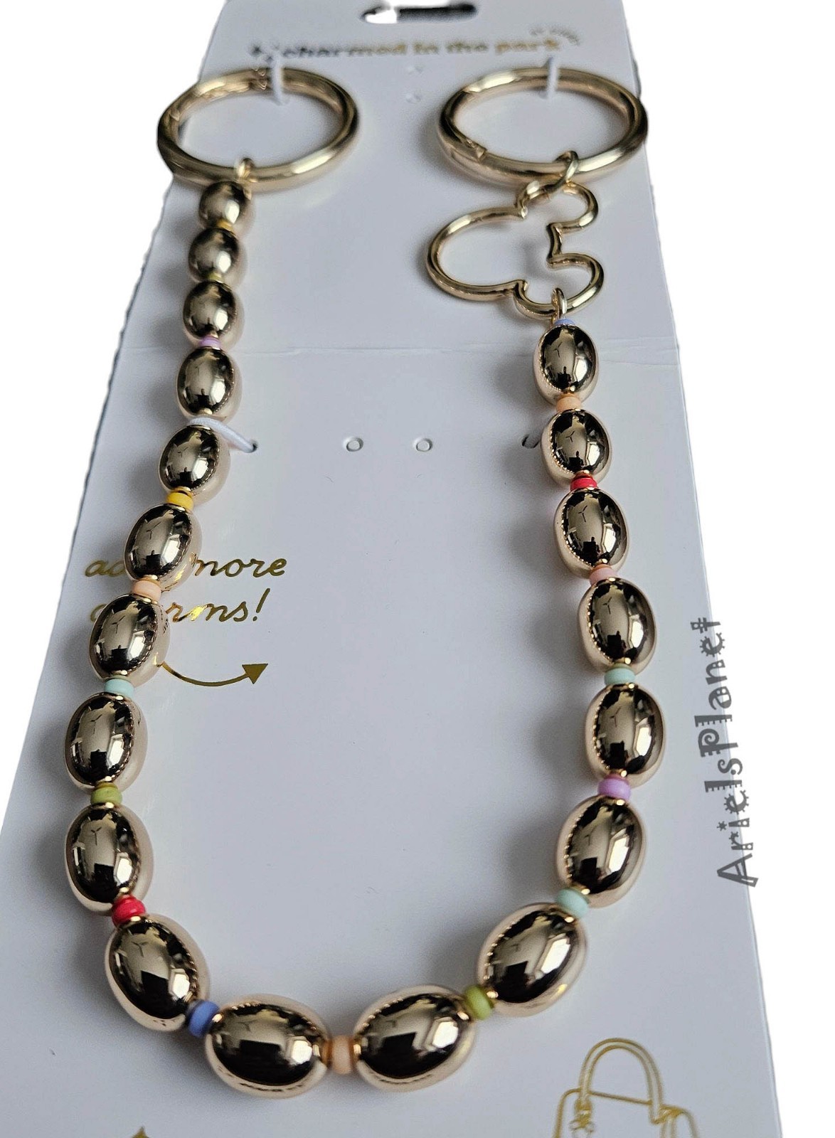 2026 Disney Parks Charmed in the Park Mickey Mouse Ear Gold Beaded Bag Charm