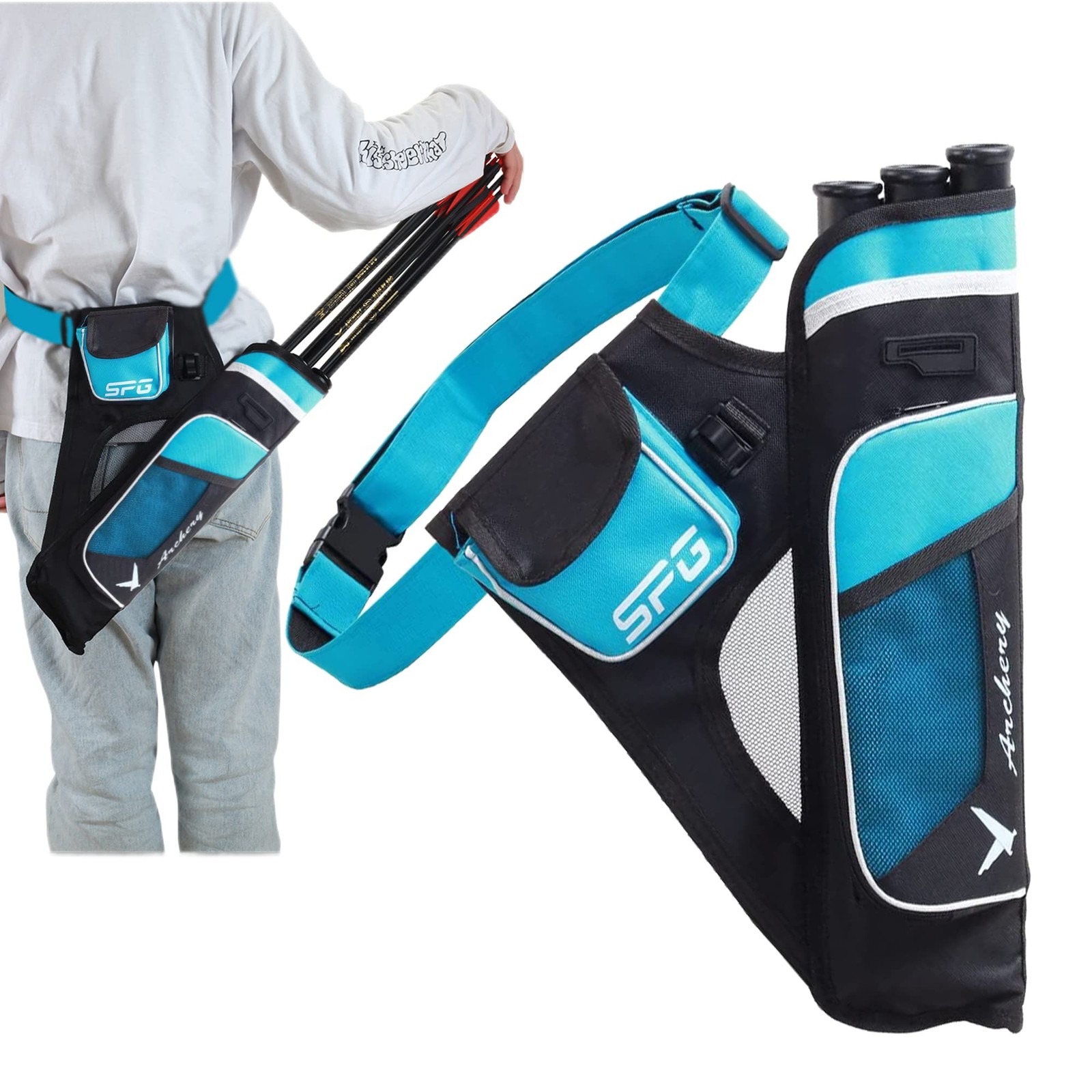 SOPOGER Archery Hip Quiver for Arrows - 3 or 4 Tube Bow Belt Waist Hanged Youth
