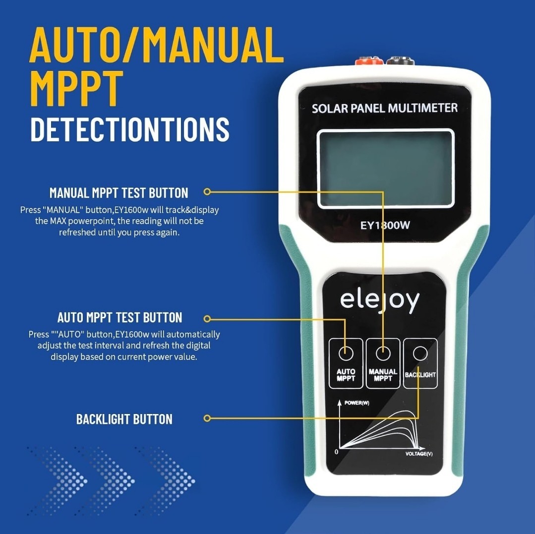 1800W Solar Panel Tester MPPT Photovoltaic Panel Multimeter, Upgraded Measuring